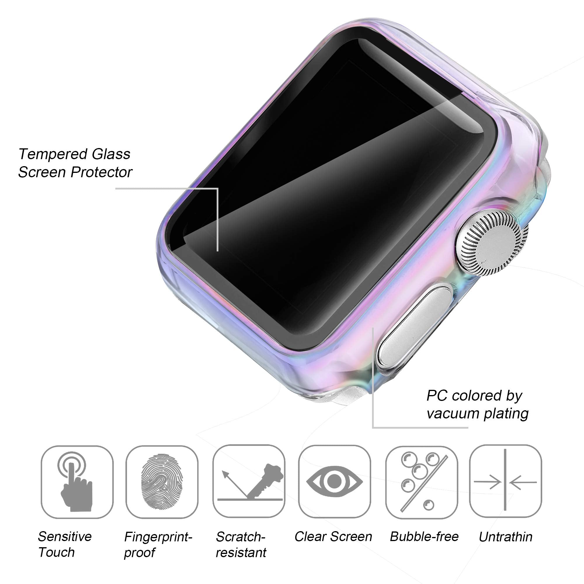 Secbolt 42Mm Case Compatible Apple Watch Band With Built In Tempered Glass Screen Protector  All Around Protective Case For Iwat