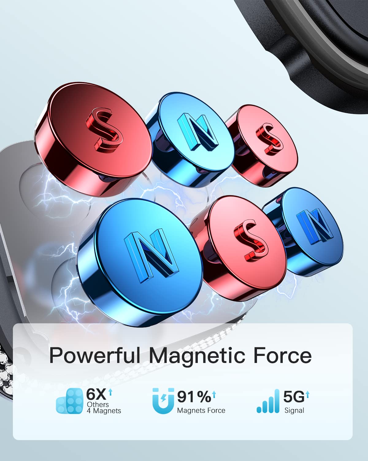 Apps2Car Magnetic Phone Holder For Car, Bling Dashboard/Windshield Sturdy Suction Cup Phone Holder, Crystal Magnetic Phone Mount