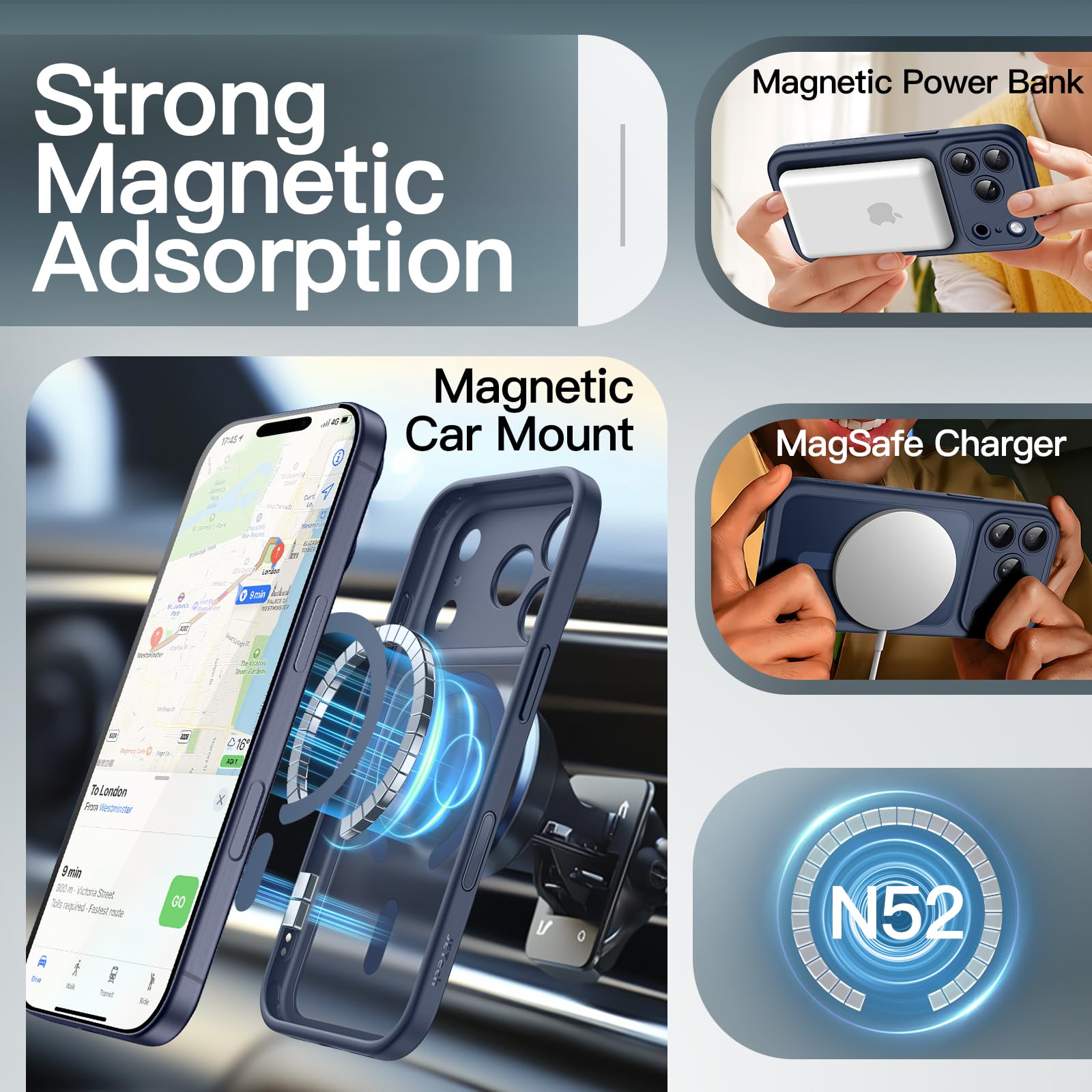 Jetech Magnetic Case For Iphone 17 Pro Max 6.9-Inch Compatible With Magsafe, Shockproof Slim Phone Cover With Built-In Camera Co