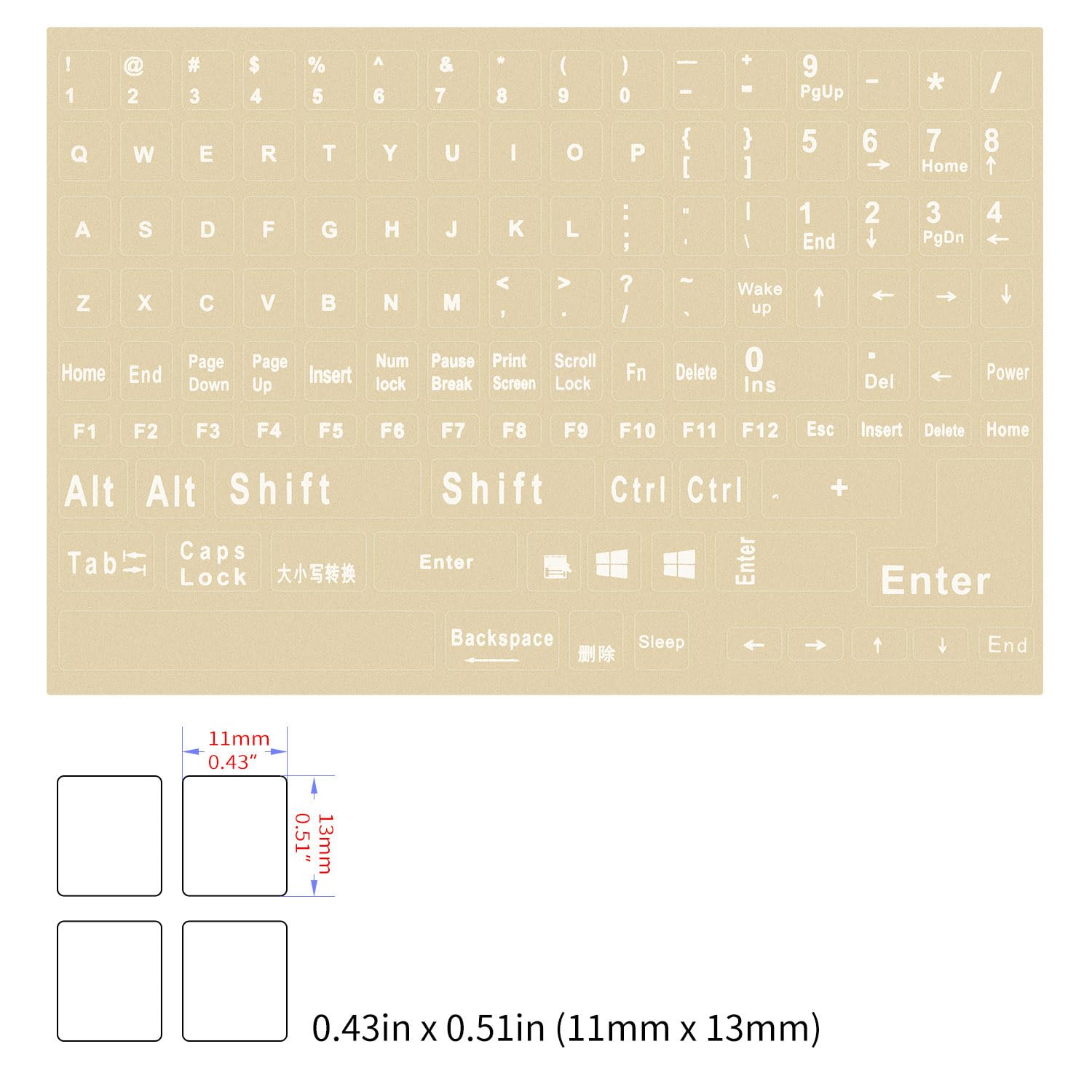 English Keyboard Stickers, Universal Computer Laptop Replacement Keyboard Stickers Transparent Background White Lettering Keyboa