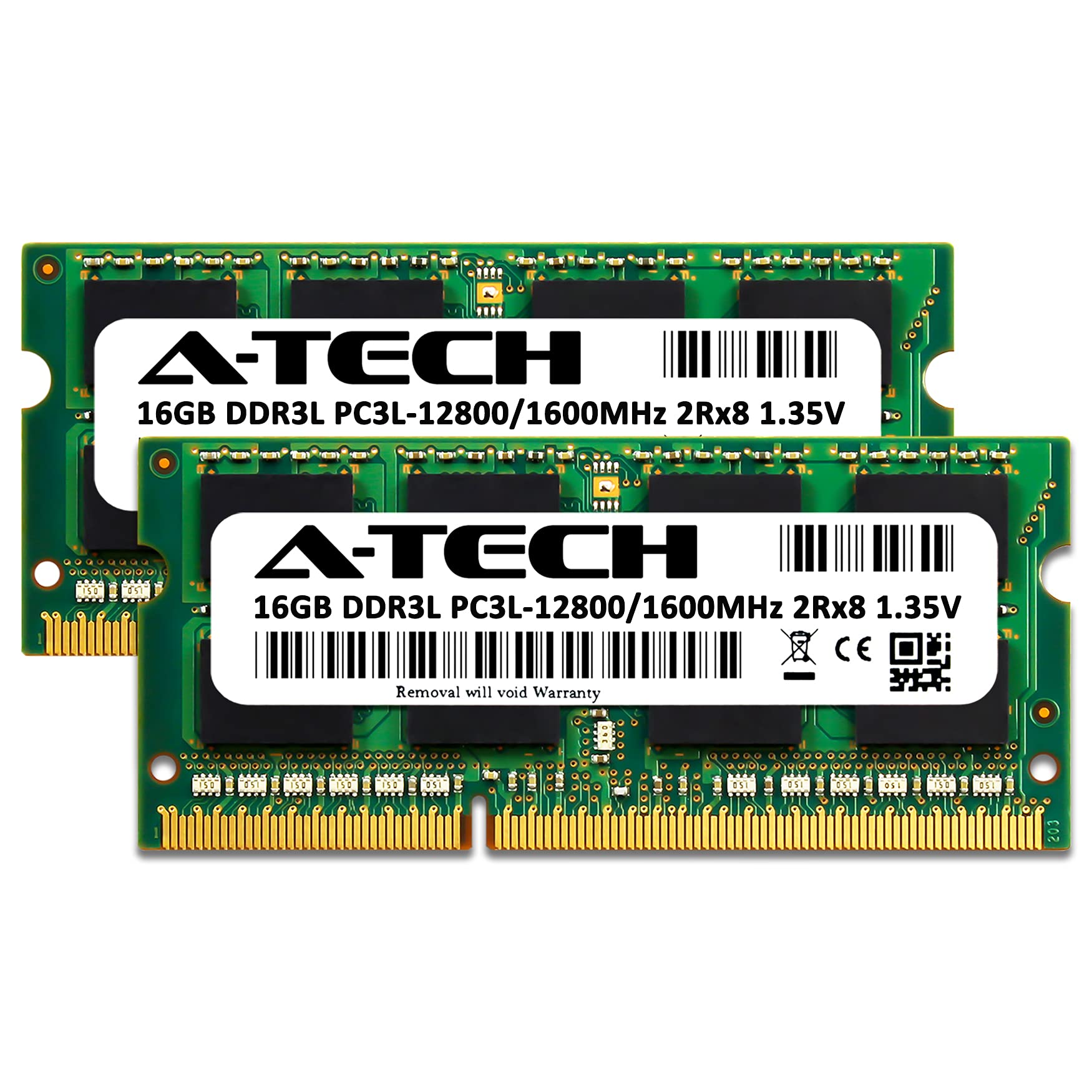 A Tech 32Gb (2X16Gb) Ddr3/Ddr3L 1600Mhz Pc3L 12800 (Pc3 12800) Cl11 Sodimm 2Rx8 1.35V 204 Pin Non Ecc So Dimm Laptop Ram Memory