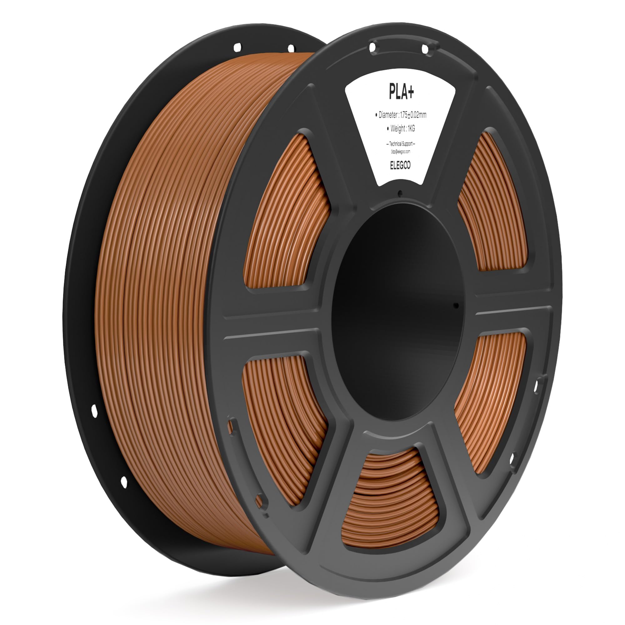 ELEGOO PLA+ Filament 1.75mm Brown 1KG, High Toughness PLA Plus 3D Printer Filament Dimensional Accuracy +/- 0.02mm, 1kg Spool(2.