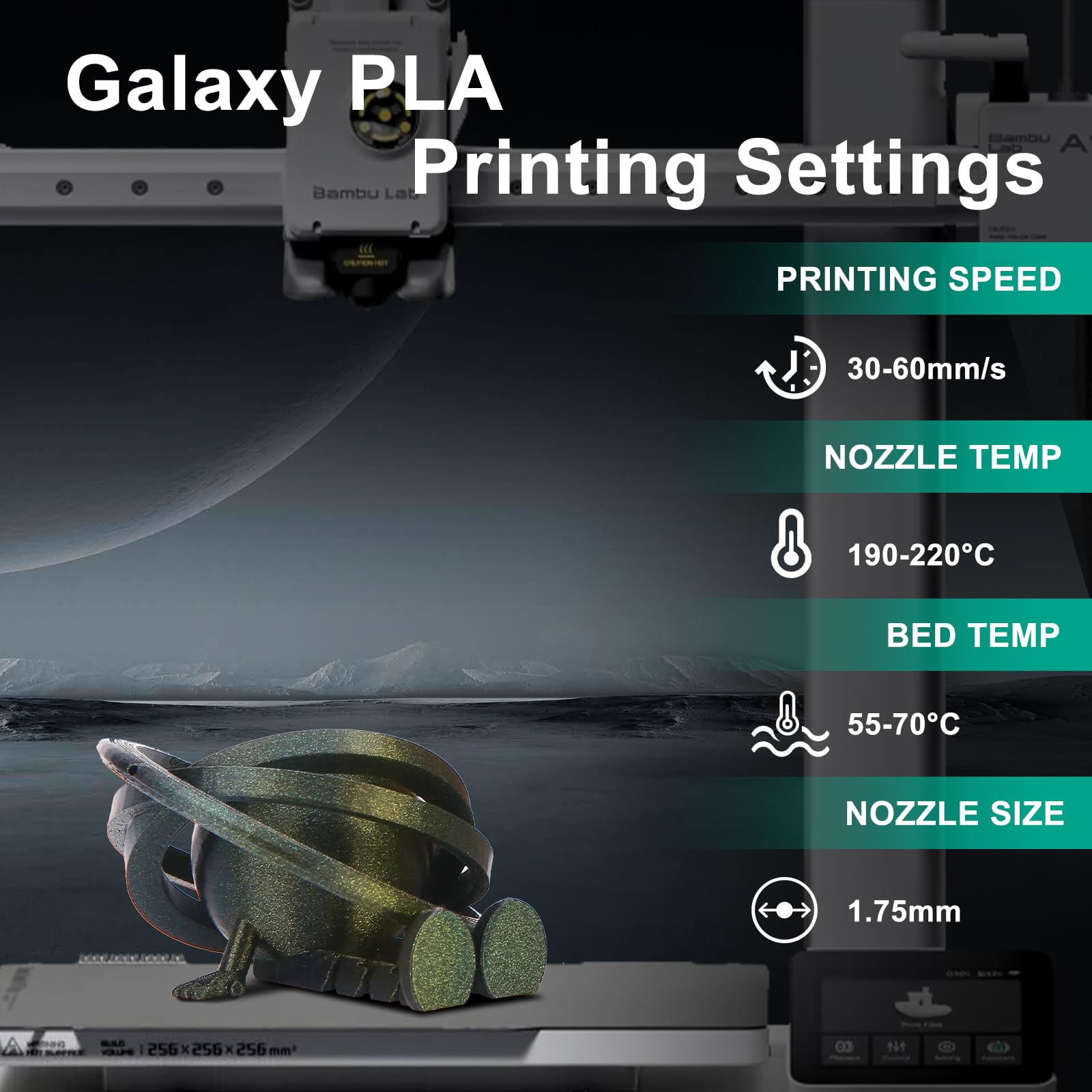 Eryone Glitter Pla Filament For 3D Printer, 1.75Mm +/ 0.03Mm, 1Kg(2.2Lbs)/Spool, Omega Nebula (Gold)