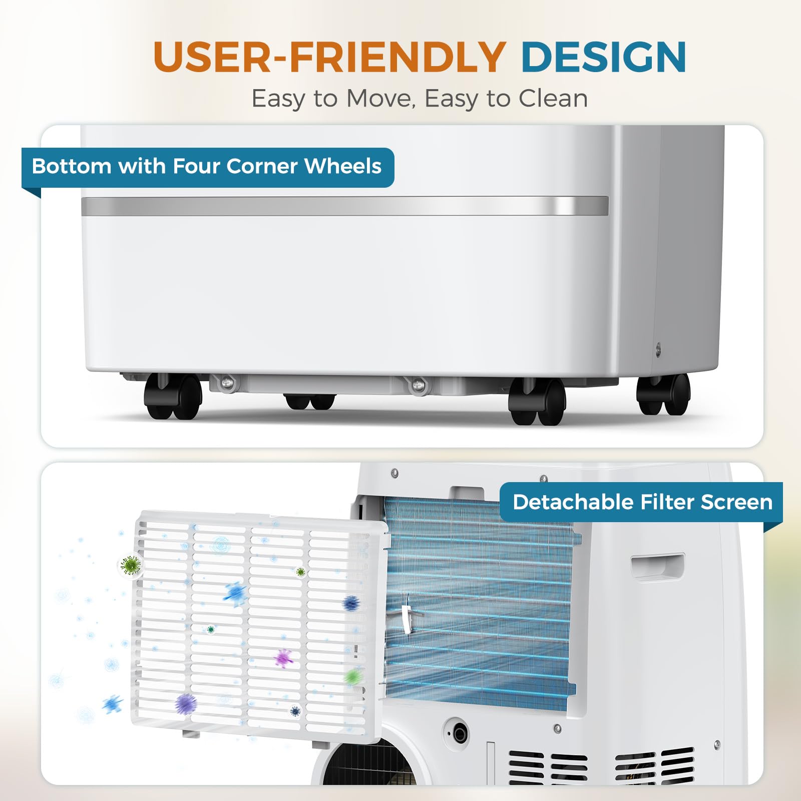 Electactic 13000 Btus Portable Air Conditioner With Cooling/Dehumidification/Fan/Sleep Mode, 4-In-1 Portable Ac With 24H Timer &