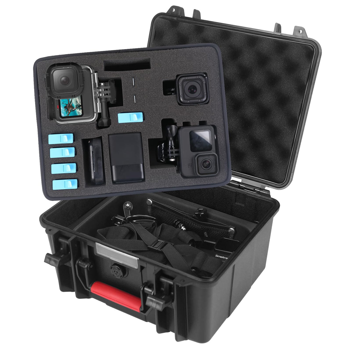 Smatree GA700-3 Waterproof Hard Case Compatible for G*Pro 12/11/10/9/8/7/6/5/4/3 Plus/3/G*Pro 2018/AKASO Brave 7 LE/DJI OSMO Action Camera, 11.7 Liter(Camera and Accessories Not Included)