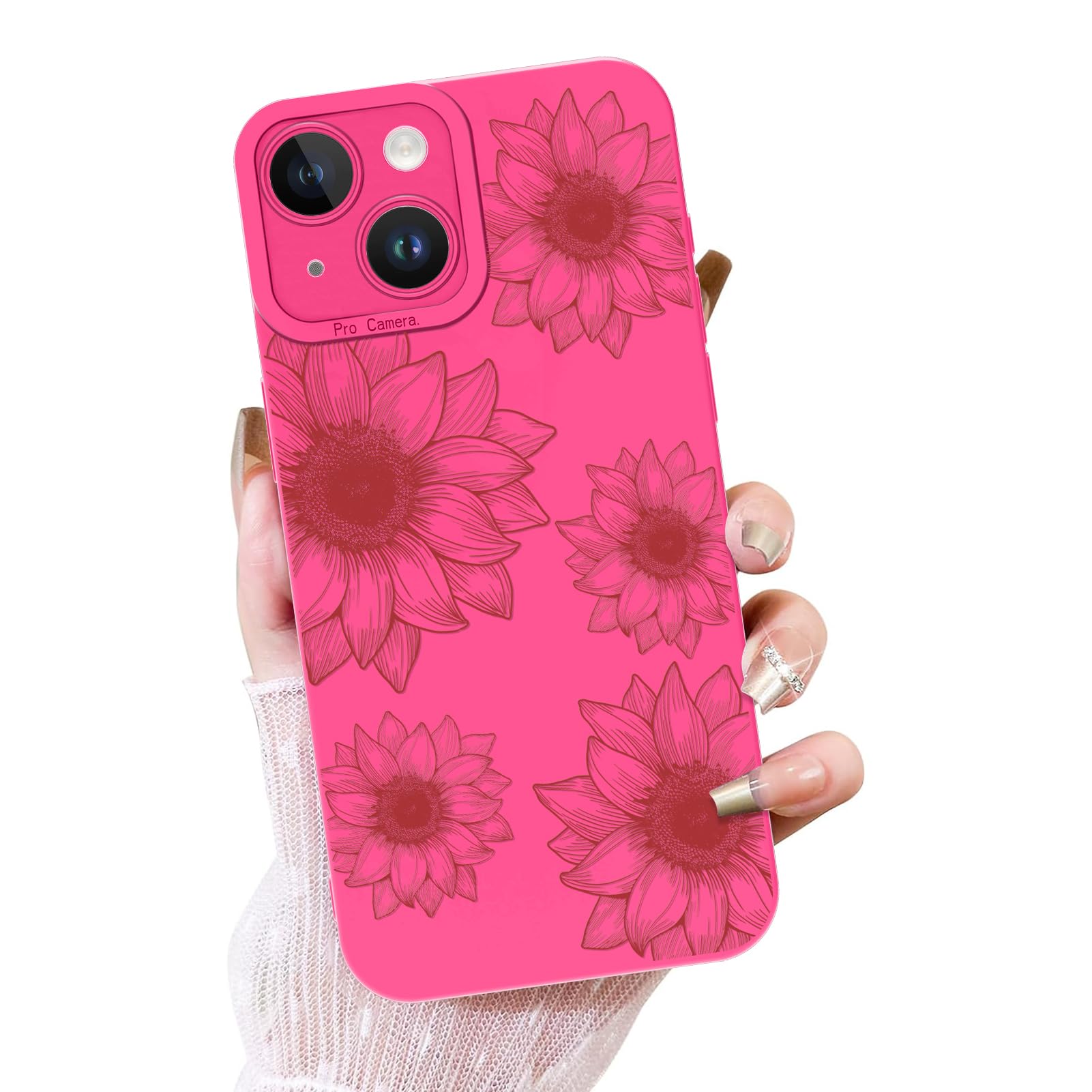 Ook Floral Case For Iphone 15 Case, Cute Sunflower Floral Blooms Design Soft Tpu Shockproof Protective For Women Girls Slim Phon