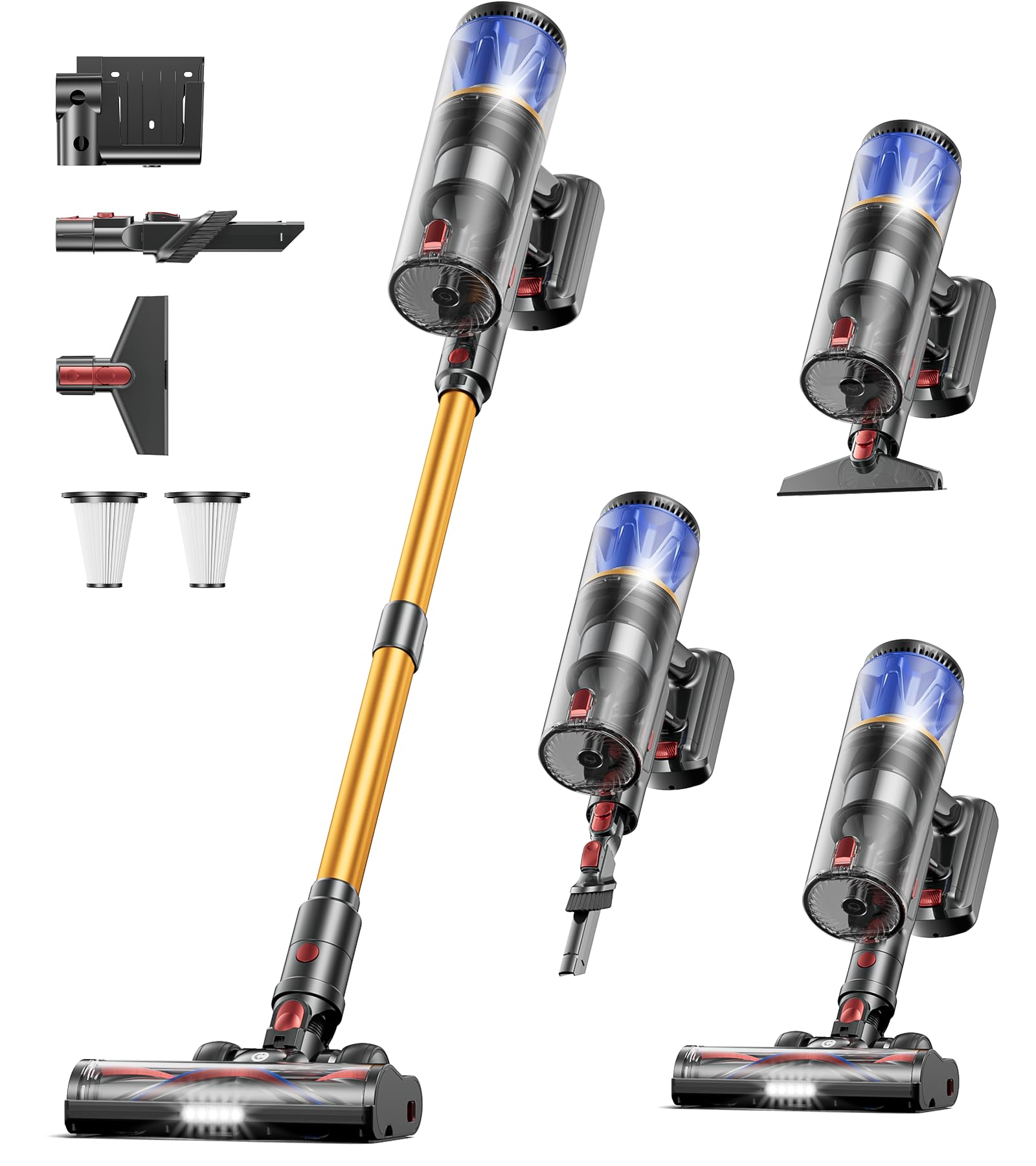 Cordless Vacuum Cleaner for Home, 65KPA 650W 70Mins Stick Vacuum Cordless with Three Suction Modes, SelfStanding&LED Screen, An