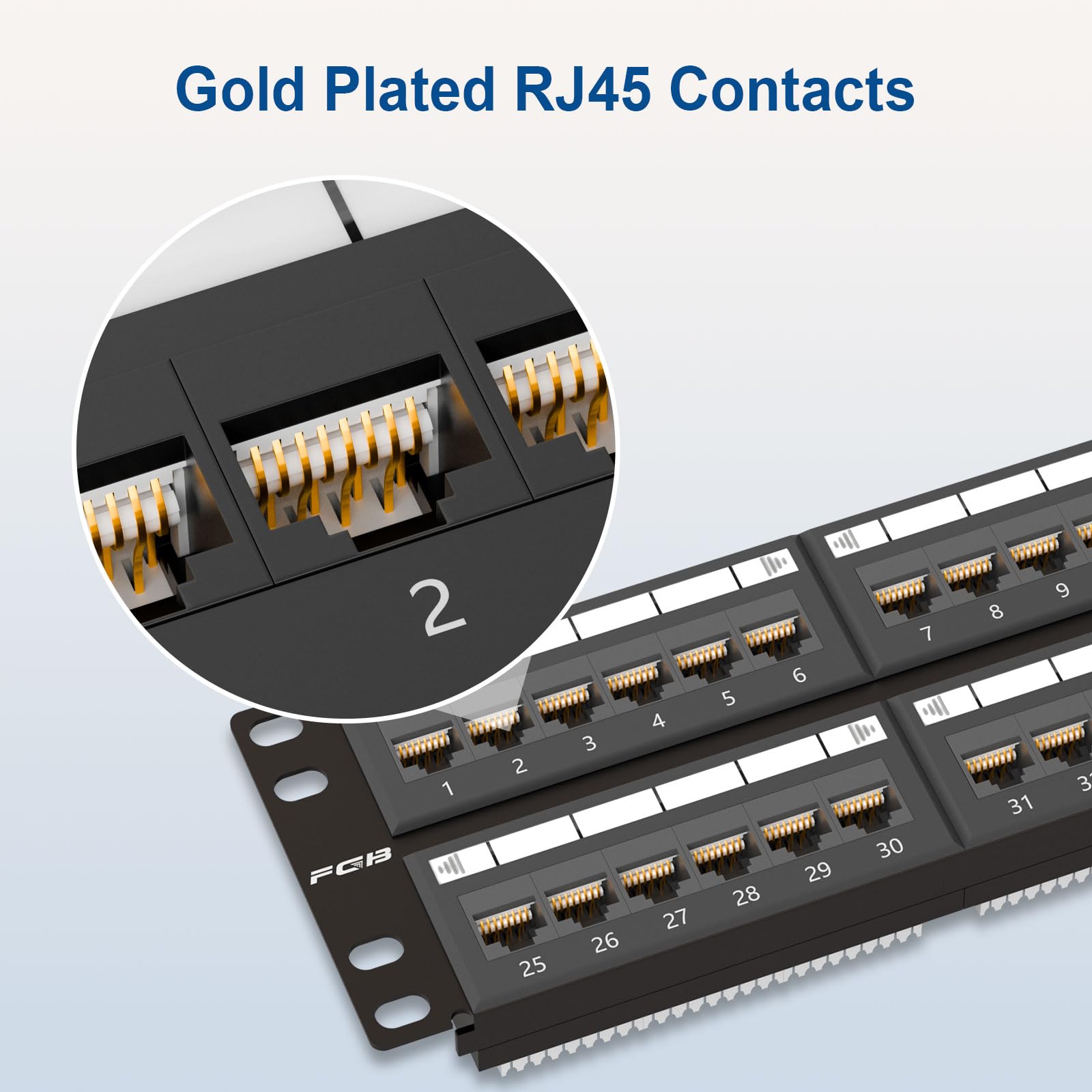 Fgb 10Gbps Cat6A Patch Panel 48 Port, Rj45 19'' Rackmount Or Wall Mount Patch Panel 2U, Network Patch Panel For Gigabit Network