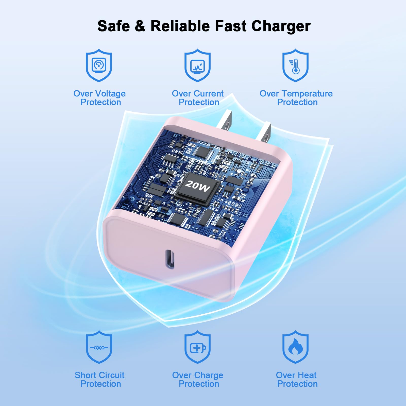 Matsusho Iphone 15 Charger Fast Charging 10 Ft, 2 Pack 20W Usb C Wall Charger With 10Ft Type C Charger Fast Charging Cable Compa