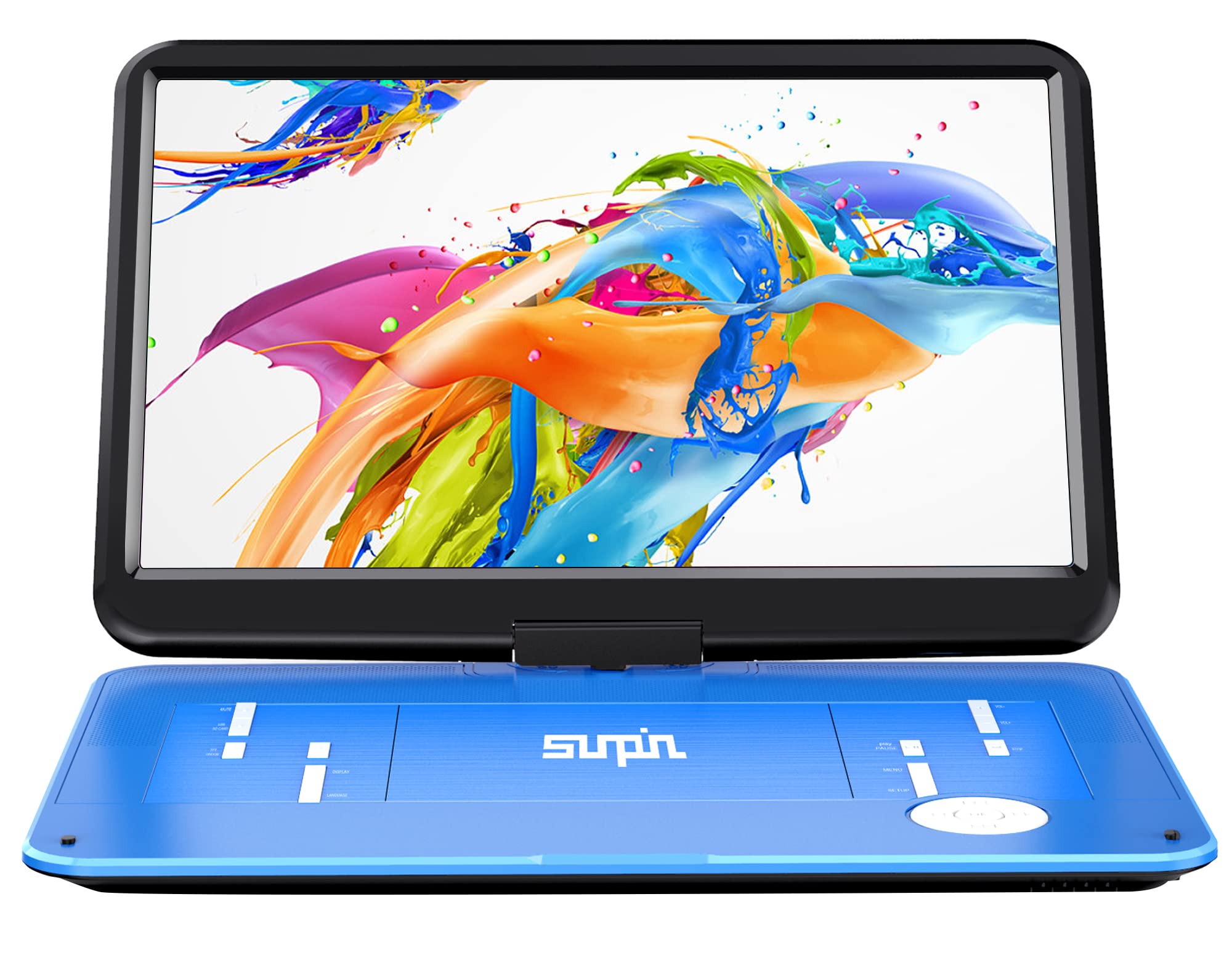 Sunpin 17.9' Portable Dvd Player With 15.6 Inch Large Hd Swivel Screen, Long Lasting Rechargeable Battery, Support Usb/Sd Card/Av In&Out And Multiple Disc Formats, Louder Stereo Speaker, Blue