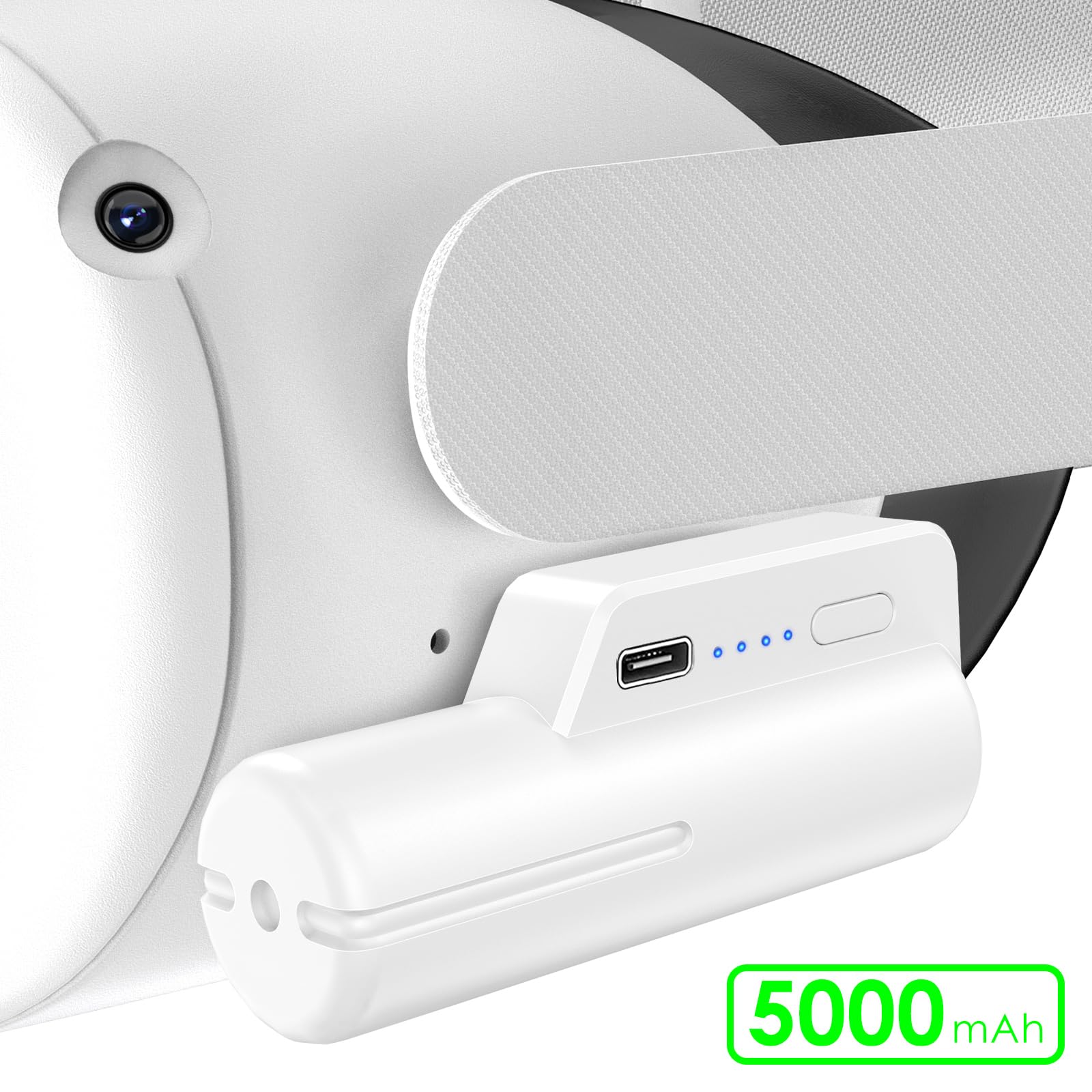 5000Mah Battery Pack Fit For Meta Oculus Quest 2 & Elite Head Strap, Lightweight Portable Vr Power Charger Battery Extender Rech