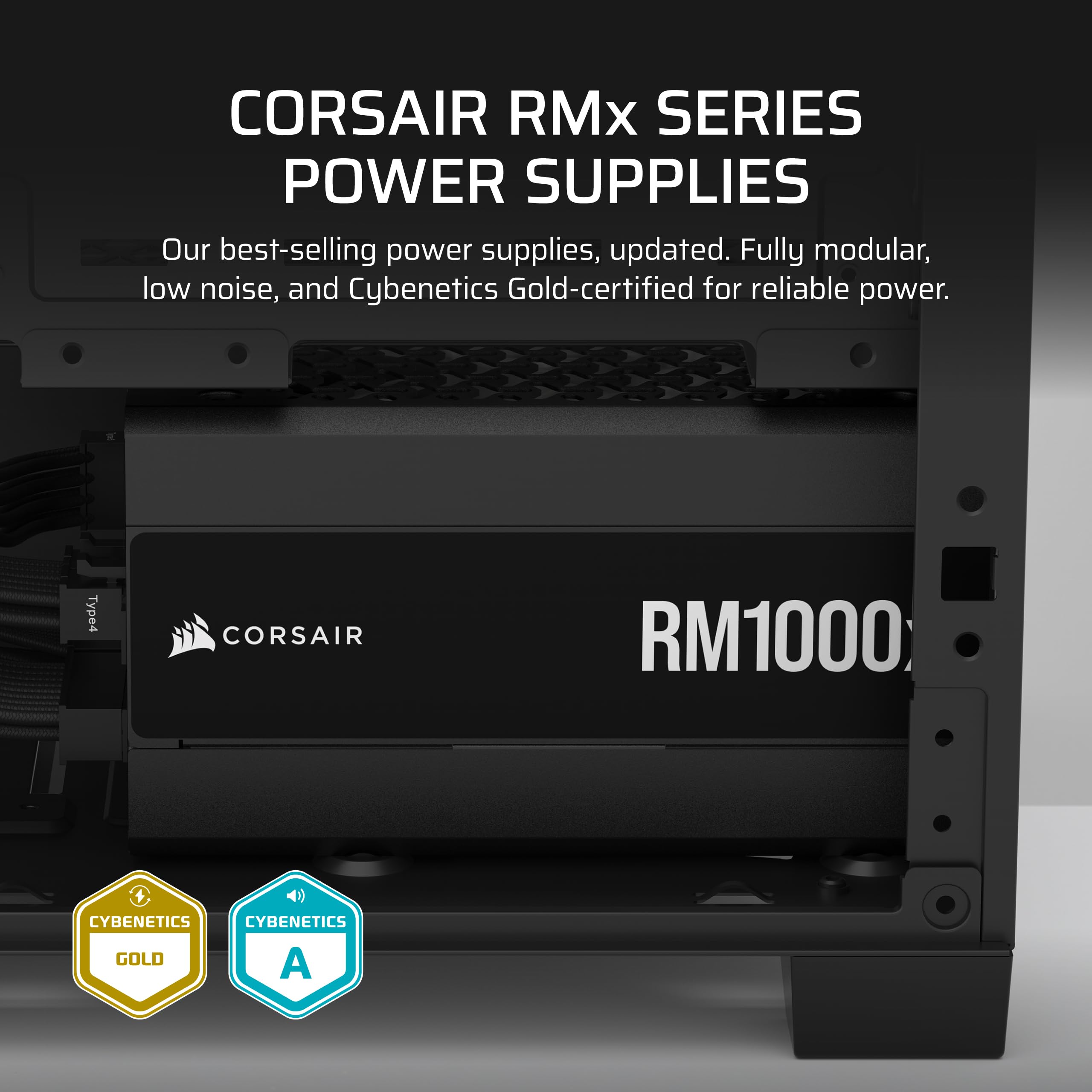 Corsair Rm1000X Fully Modular Low-Noise Atx Power Supply - Atx 3.1 Compliant - Pcie 5.1 Support - Cybenetics Gold Efficiency - N