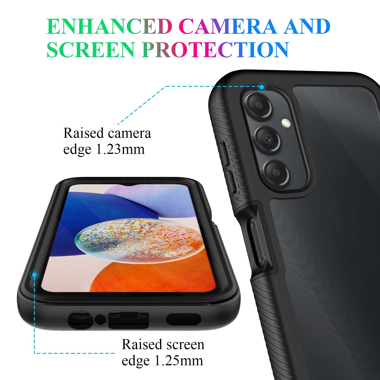 Wahhle Compatible With Samsung Galaxy A14 5G Case, Built In Screen Protector Full Body Shockproof Slim Fit Bumper Protective Pho