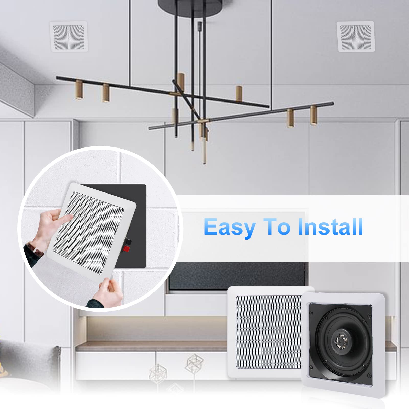 Herdio Bluetooth Ceiling Speakers, 320W 5.25 Inch Flush Mount In Wall Speakers Surround Sound System, Perfect For Home Theater,