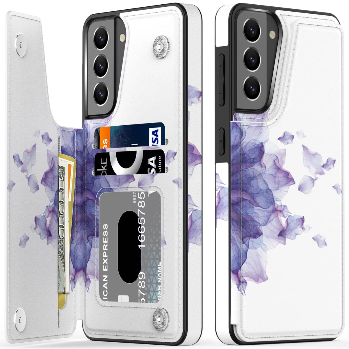 Leto Galaxy S21 Case,Luxury Flip Folio Leather Wallet Case Cover With Fashion Designs For Girls Women,Card Slots Kickstand,Phone