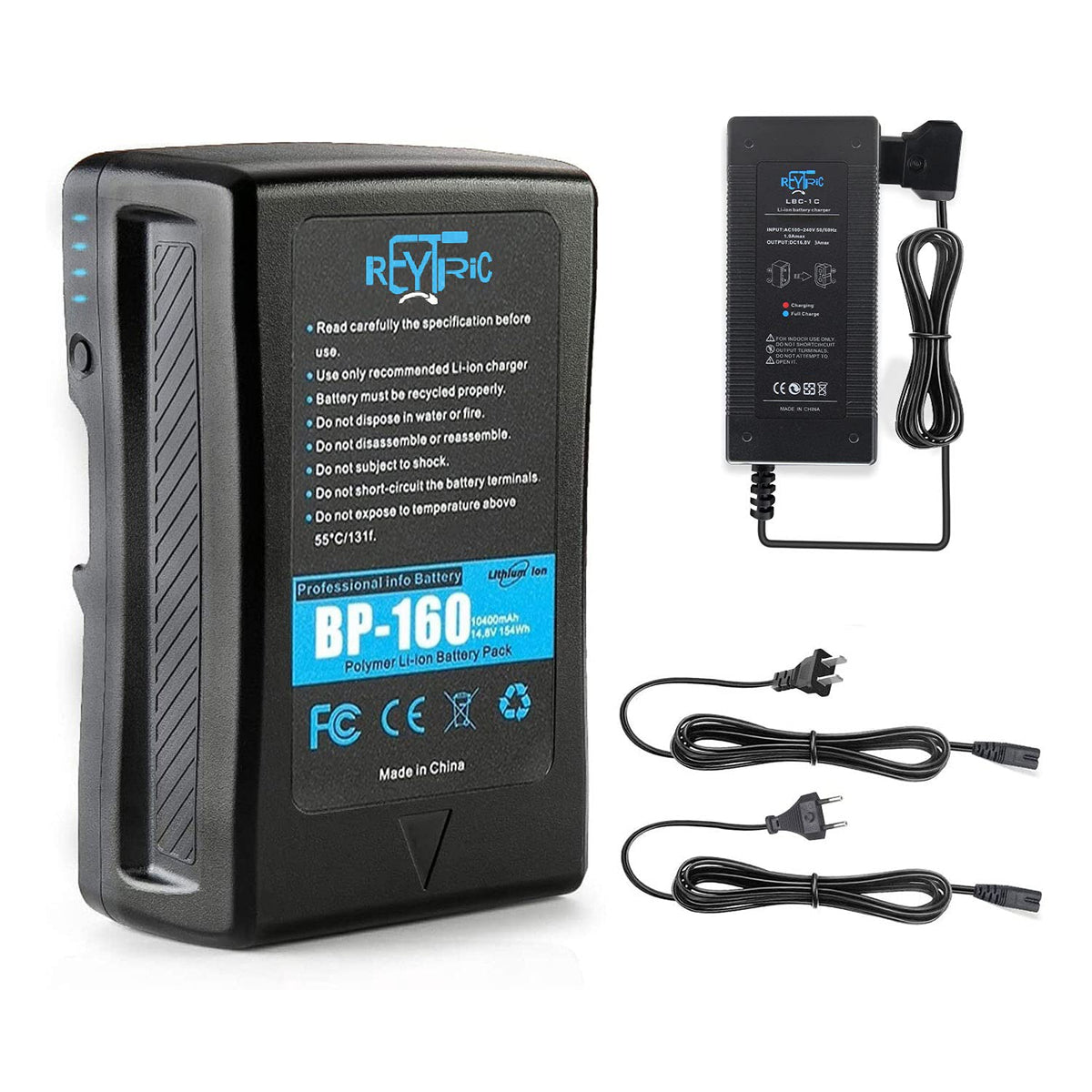 Reytric 154Wh(10400Mah) V Mount/V Lock Battery With D Tap Output Charger And D Tap Cable Compatible Video Camera Camcorder Broad