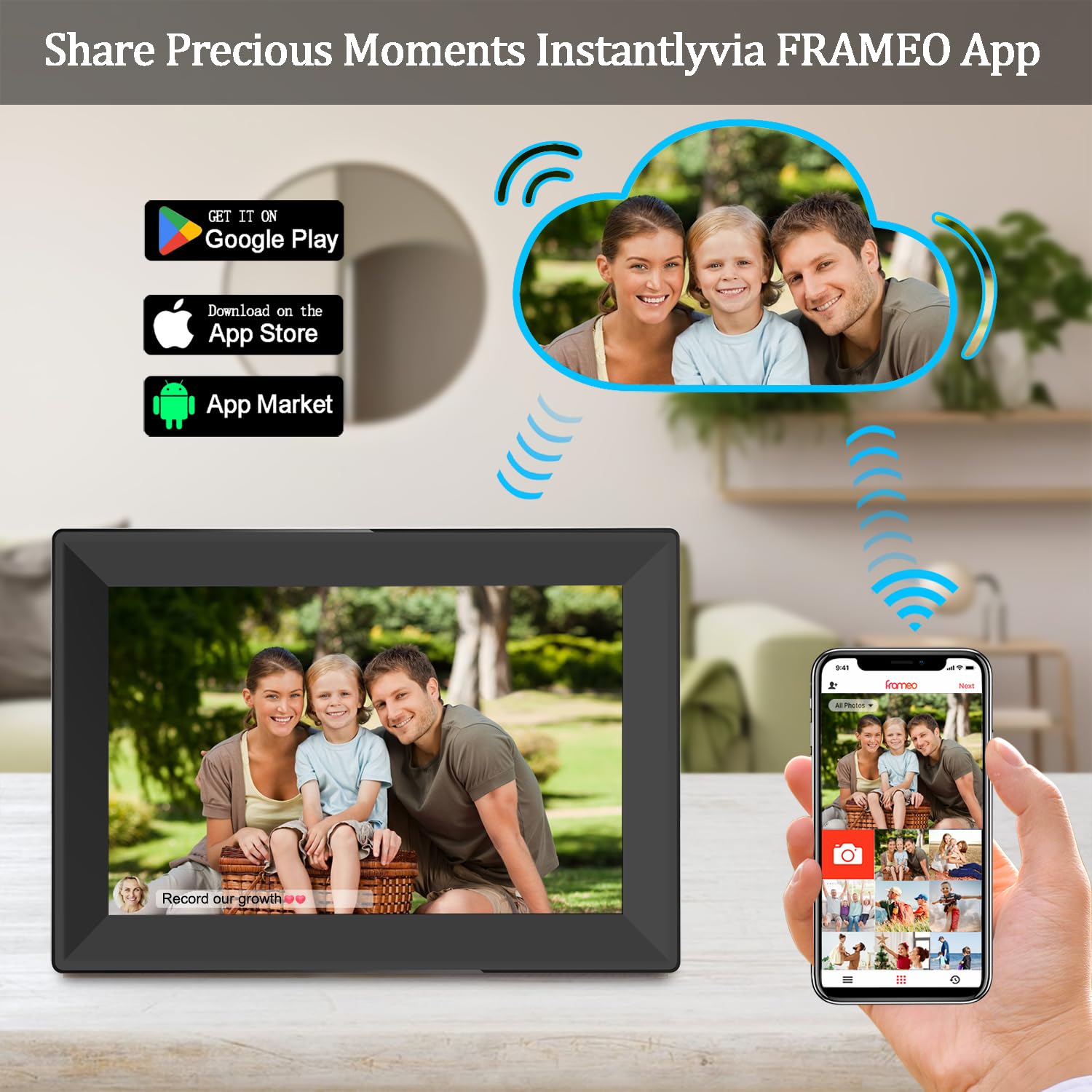 Frameo 10.1Inch Hd Smart Digital Picture Frame Wifi Frameo Digital Photo Frame,With Touch Screen,16Gb Storage,Auto Rotate Functi