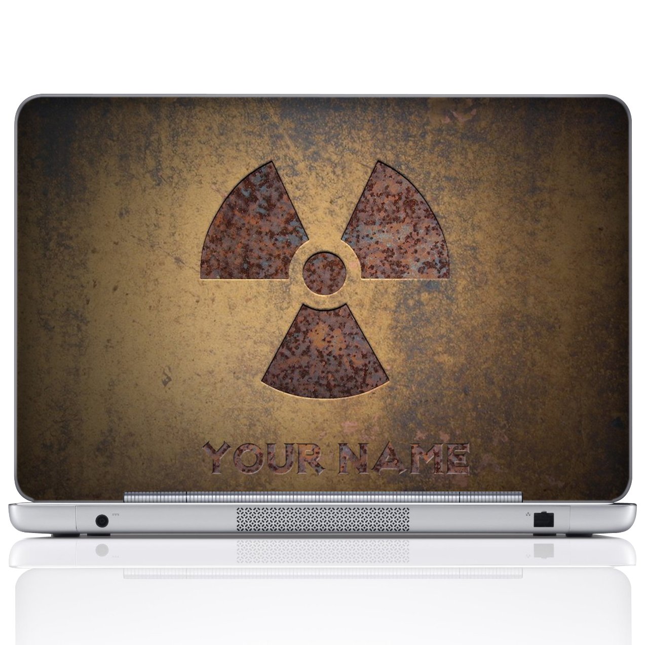 Meffort Inc Personalized Laptop Notebook Notebook Skin Sticker Cover Art Decal, Customize Your Name (15.6 Inch, Brown Radioactiv