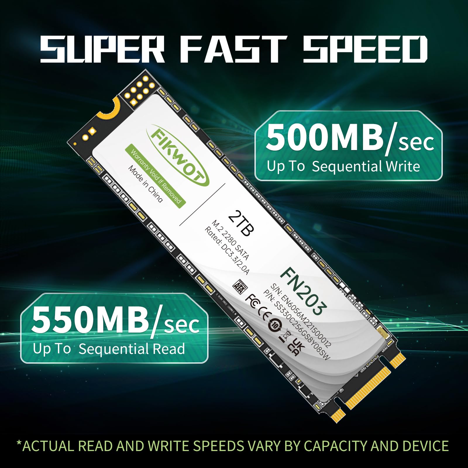 Fikwot Fn203 2Tb M.2 Sata Ssd   Slc Cache 3D Nand Tlc Sata Iii 6Gb/S M.2 2280 Ngff Internal Solid State Drive, Up To 550Mb/S, Co