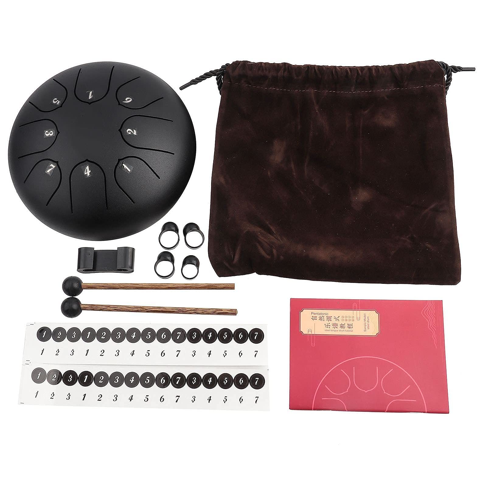 3Nh Hand Drum Hand Tank Drum Steel Titanium Alloy 8 Tones Bright Colors,For Relaxing,For Temples, Families, Yoga With English Mu