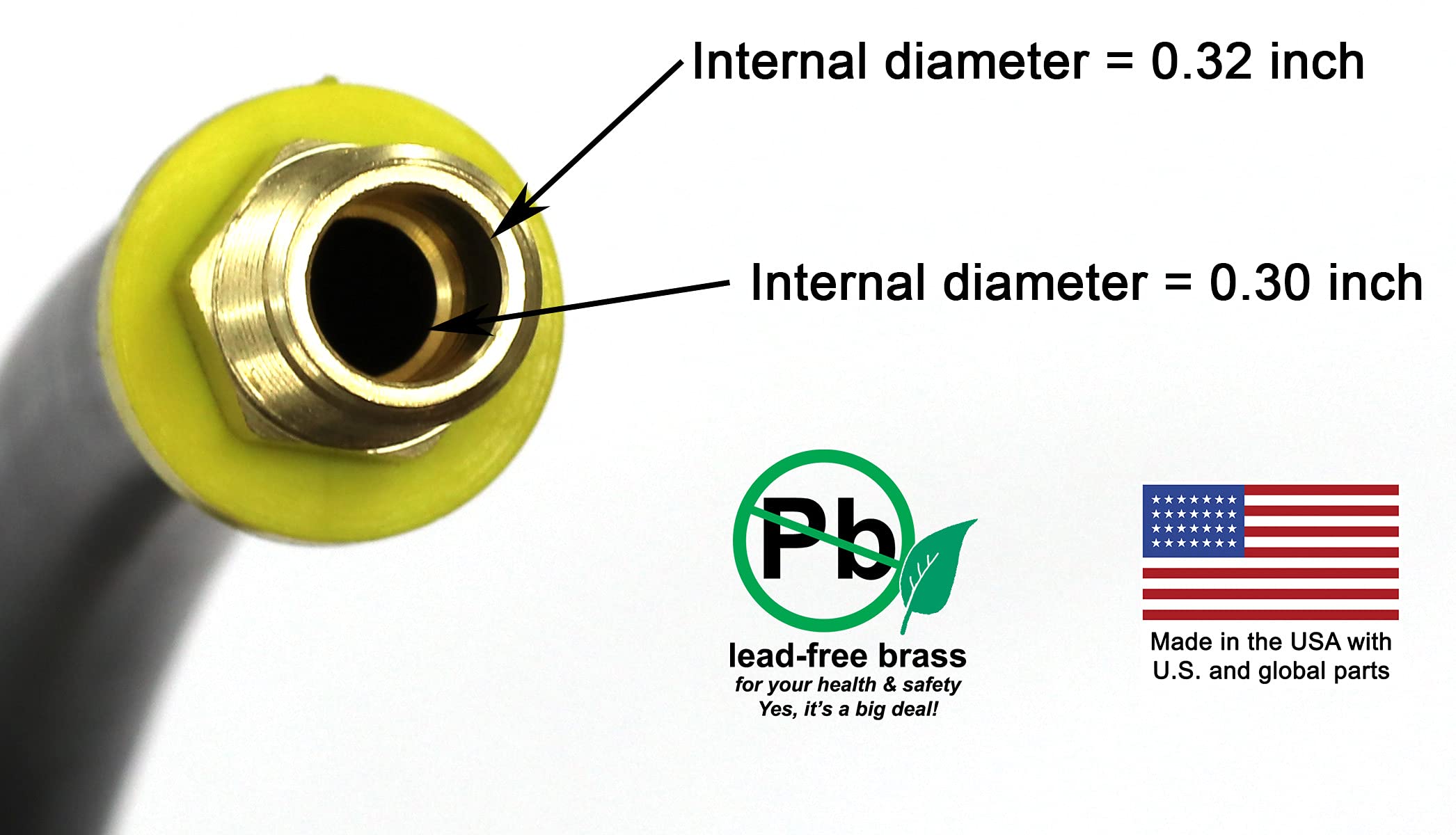 18-Inch Short Air Compressor Hose: 1/4 Male Npt To 1/4 Male Npt Connections (Lead-Free Brass)