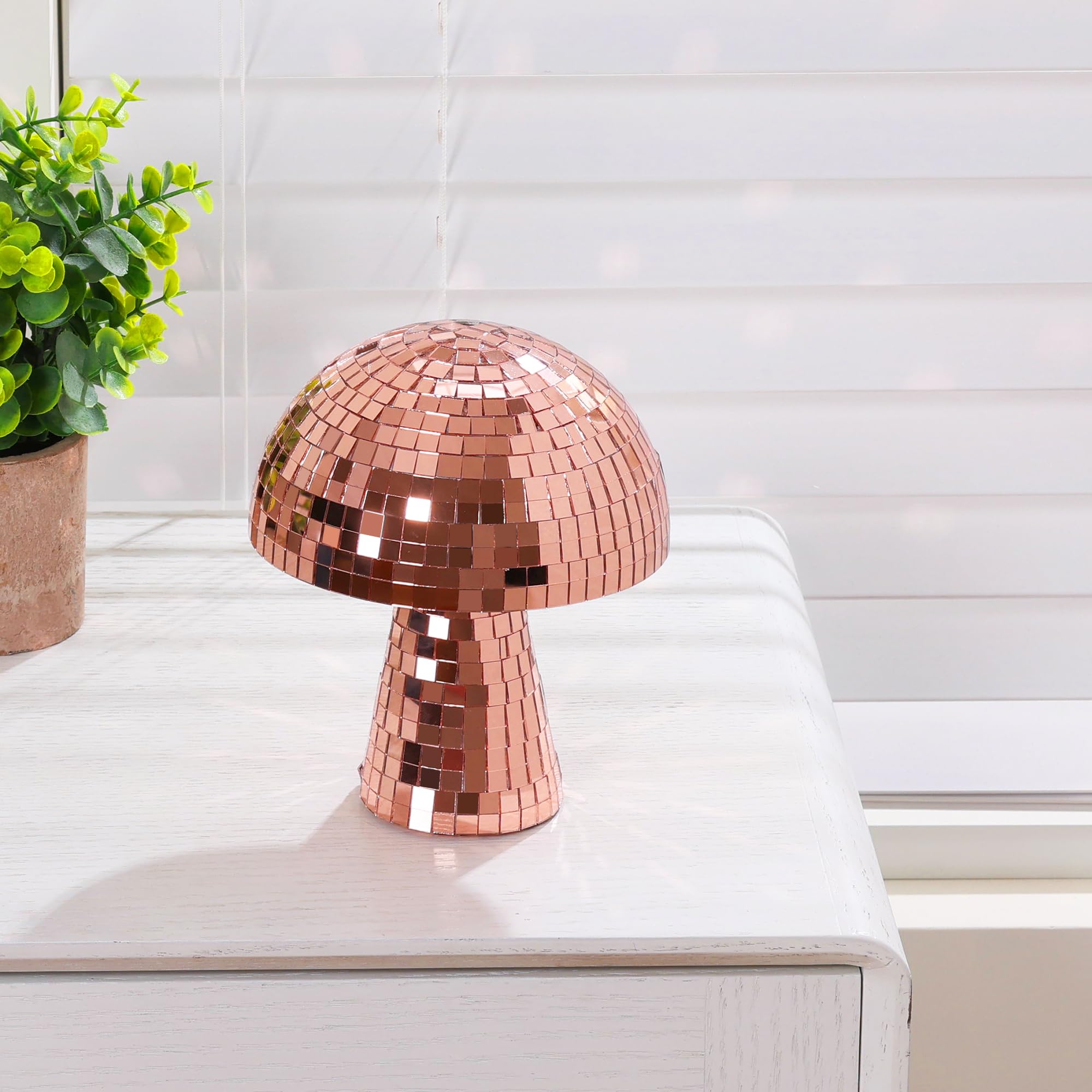 Hjandhj 7 Inch Rose Gold Mushroom Disco Ball, Mushroom Disco Ball Reflective Mirror Ball For Wedding Party Room Bar Decor