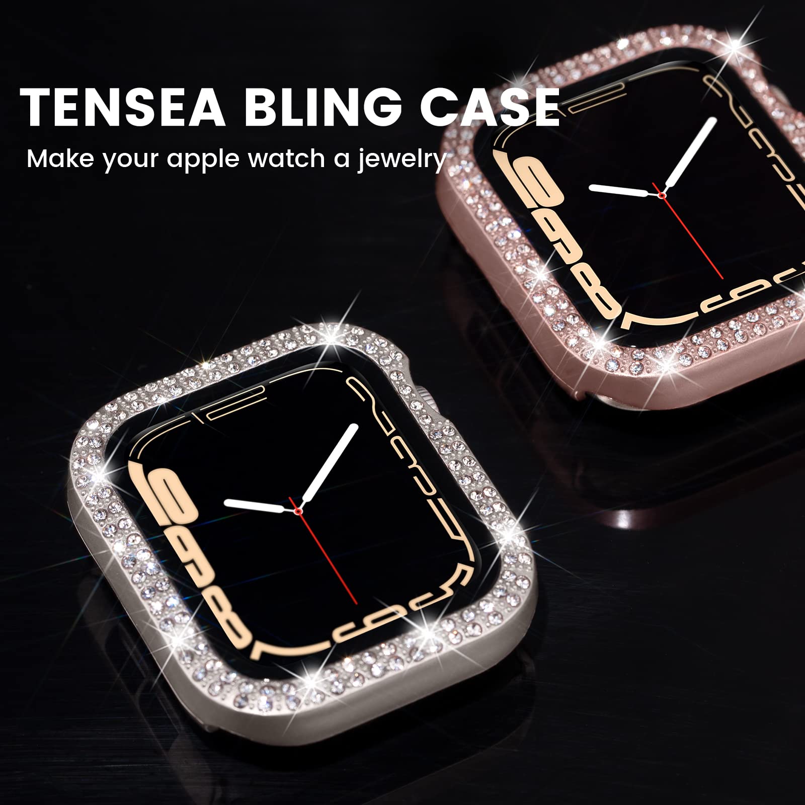 Tensea [3Pack For Apple Watch Screen Protector Case Se 2Nd Generation 6 5 4 44Mm Accessories, Iwatch Hard Diamond Bumper Case Bu