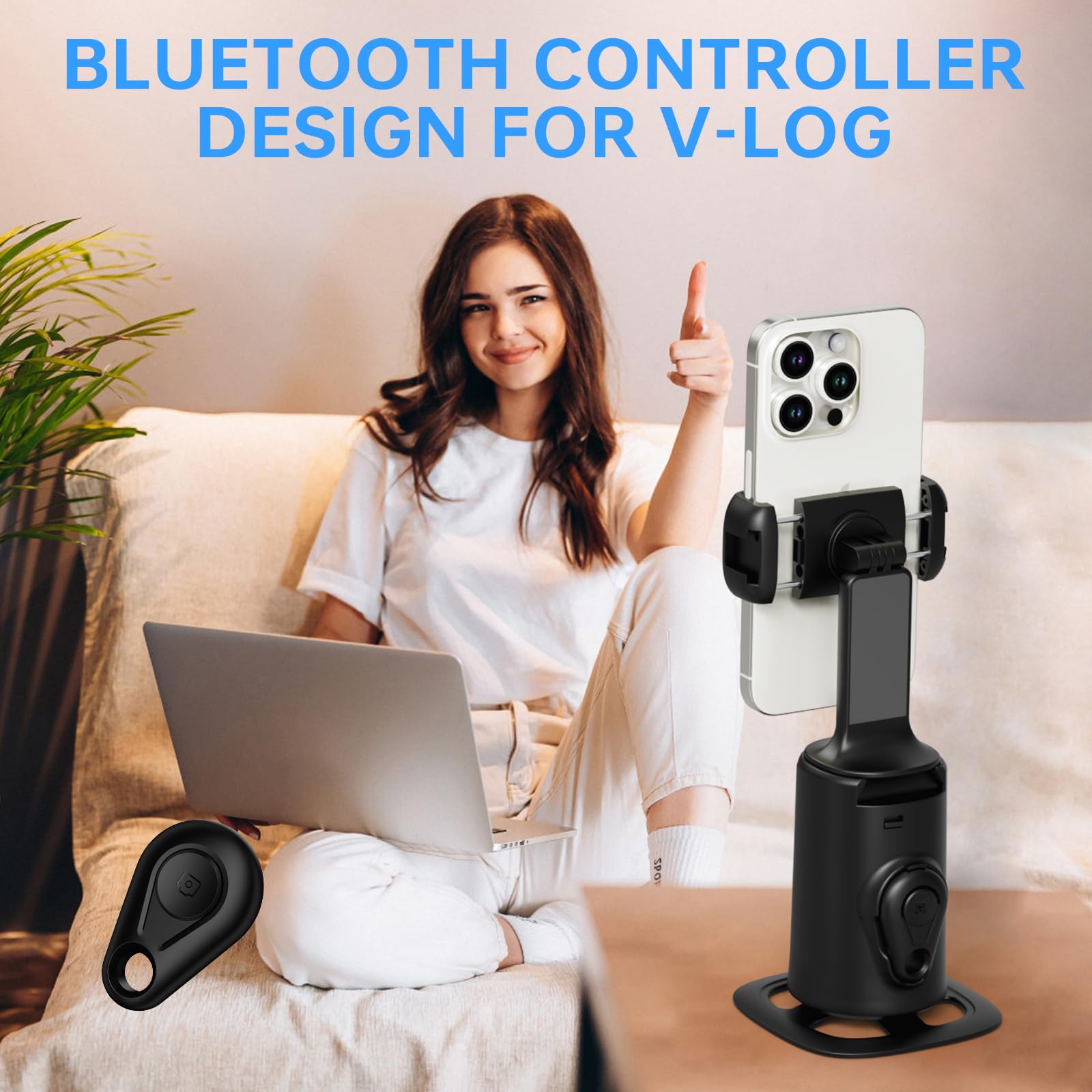 Auto Face Tracking Tripod, 360 Rotation Face Body Phone Camera Mount Gesture Control, No App, Smart Shooting Holder With 1200Mah