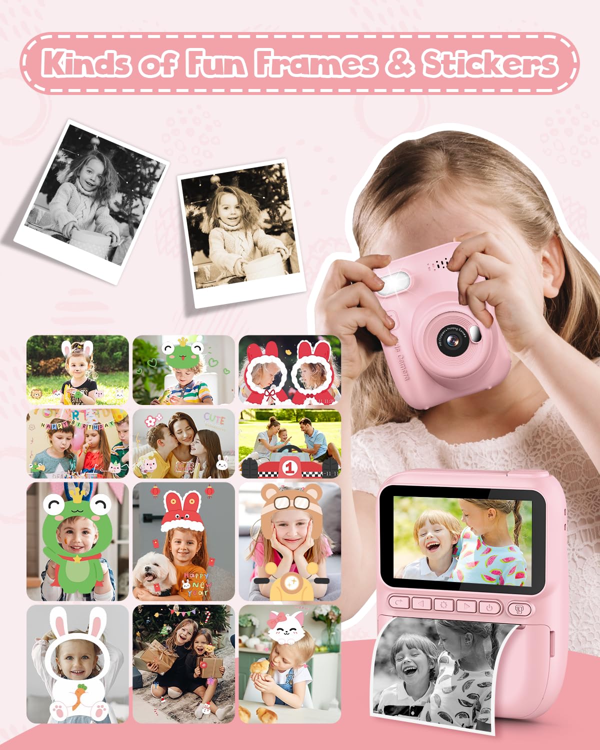 Kids Instant Print Camera, 3.0-Inch Hd Screen 32Mp Photo Instant Digital Camera Christmas Birthday Gifts Toys For Toddle Childre