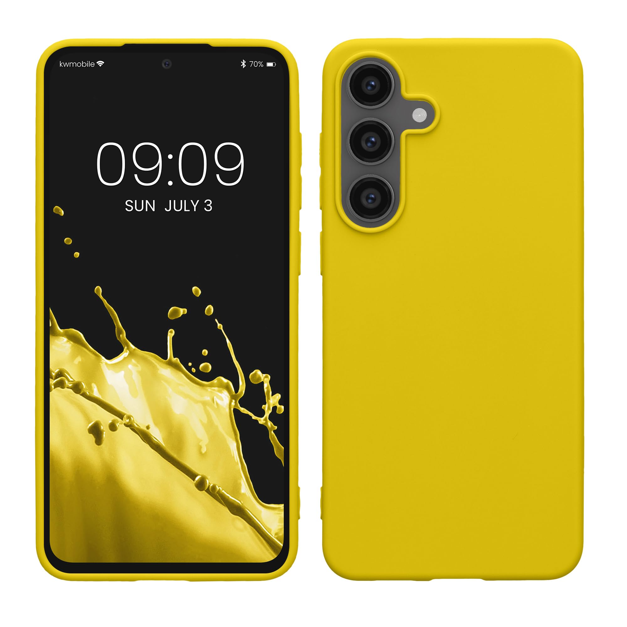 kwmobile Case Compatible with Samsung Galaxy S25 FE Case - Soft Slim Protective TPU Silicone Cover - Radiant Yellow