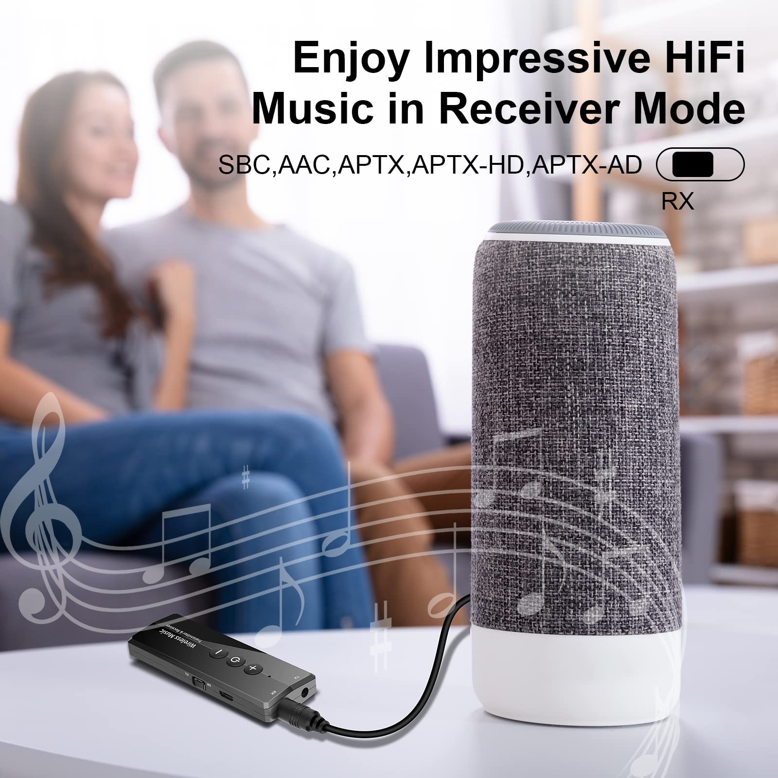 Upgraded Bluetooth 5.3 Transmitter Receiver, Bluetooth Audio Adapter For Airplane Tv Car Gym Home Stereo System, Aptx Adaptive L