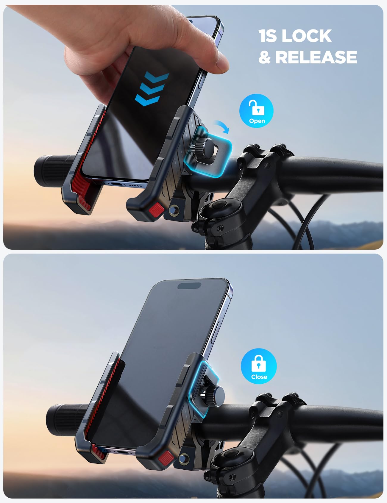 Joyroom Motorcycle Bike Phone Mount Holder - Bicycle Handlebar Cell Phone Mount - Stroller Scooter Phone Clip For Iphone Samsung
