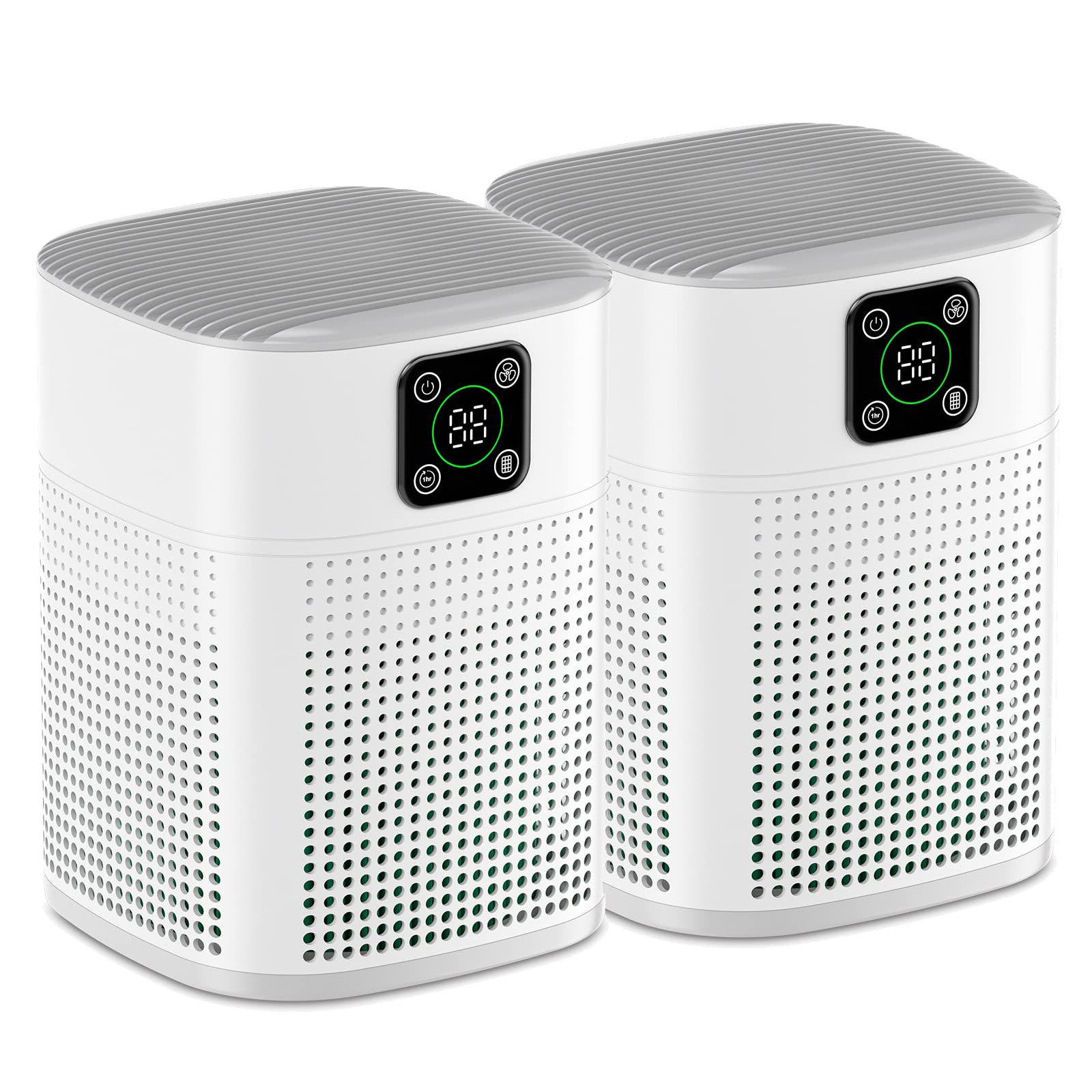 2 Pack Air Purifiers For Home Bedroom Up To 650Ft, Honeyuan H13 Hepa Air Purifier With 360Air Intake, 3 Fan Speeds, White