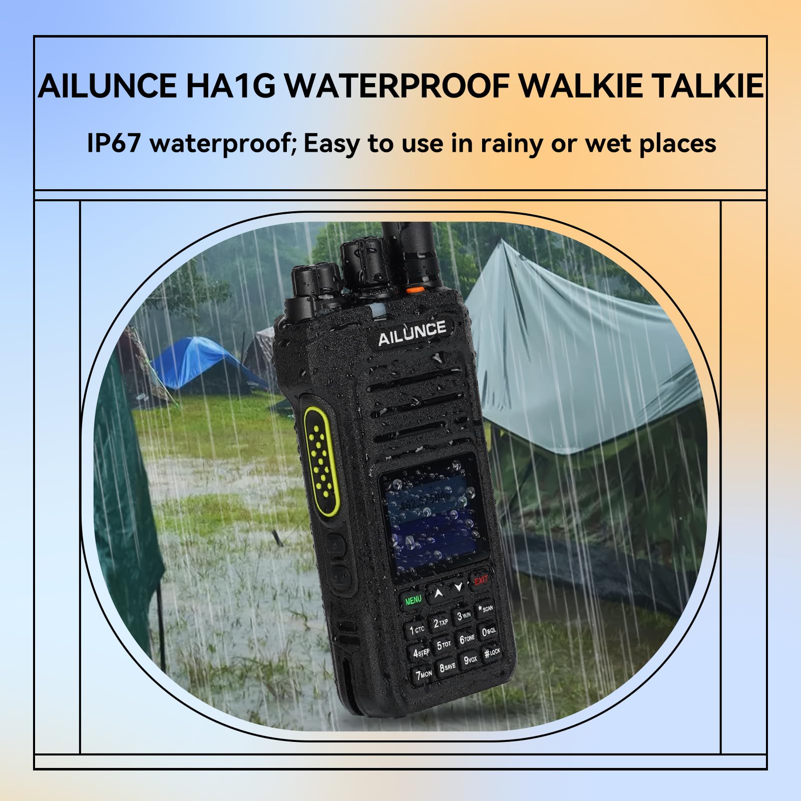 Retevis Ailunce Ha1G Gmrs Radio, Gmrs Handheld Radio, Ip67 Waterproof, Noaa, 2800Mah Usb C Charging Long Range Walkie Talkies For Outdoor(2 Pack)