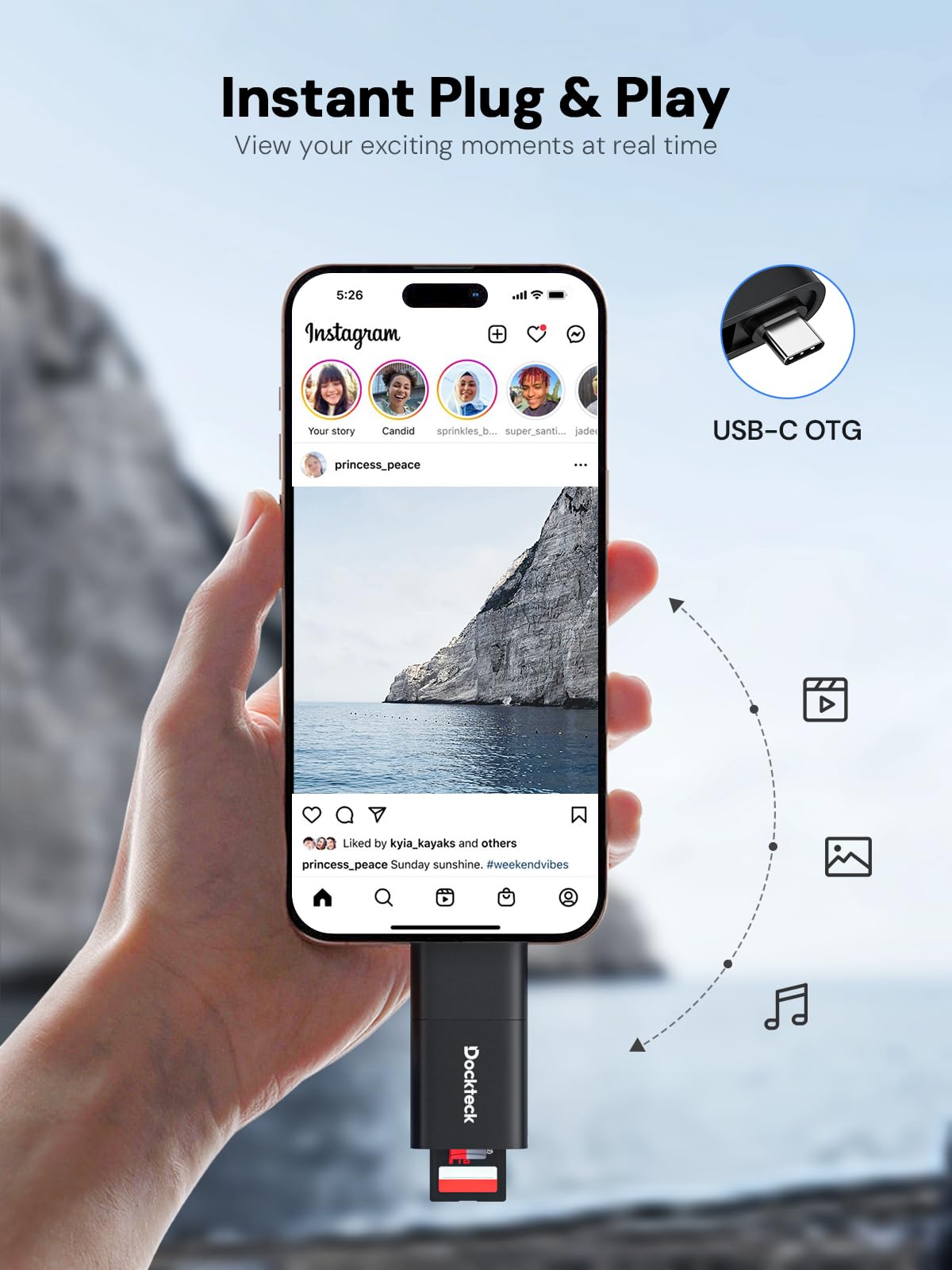 Sd Card Reader, Dockteck Usb 3.0 Card Reader To Micro Sd Card Adapter, 5G Sd Memory Card Reader, Usb A   C Adapter, Dual Slot Ca