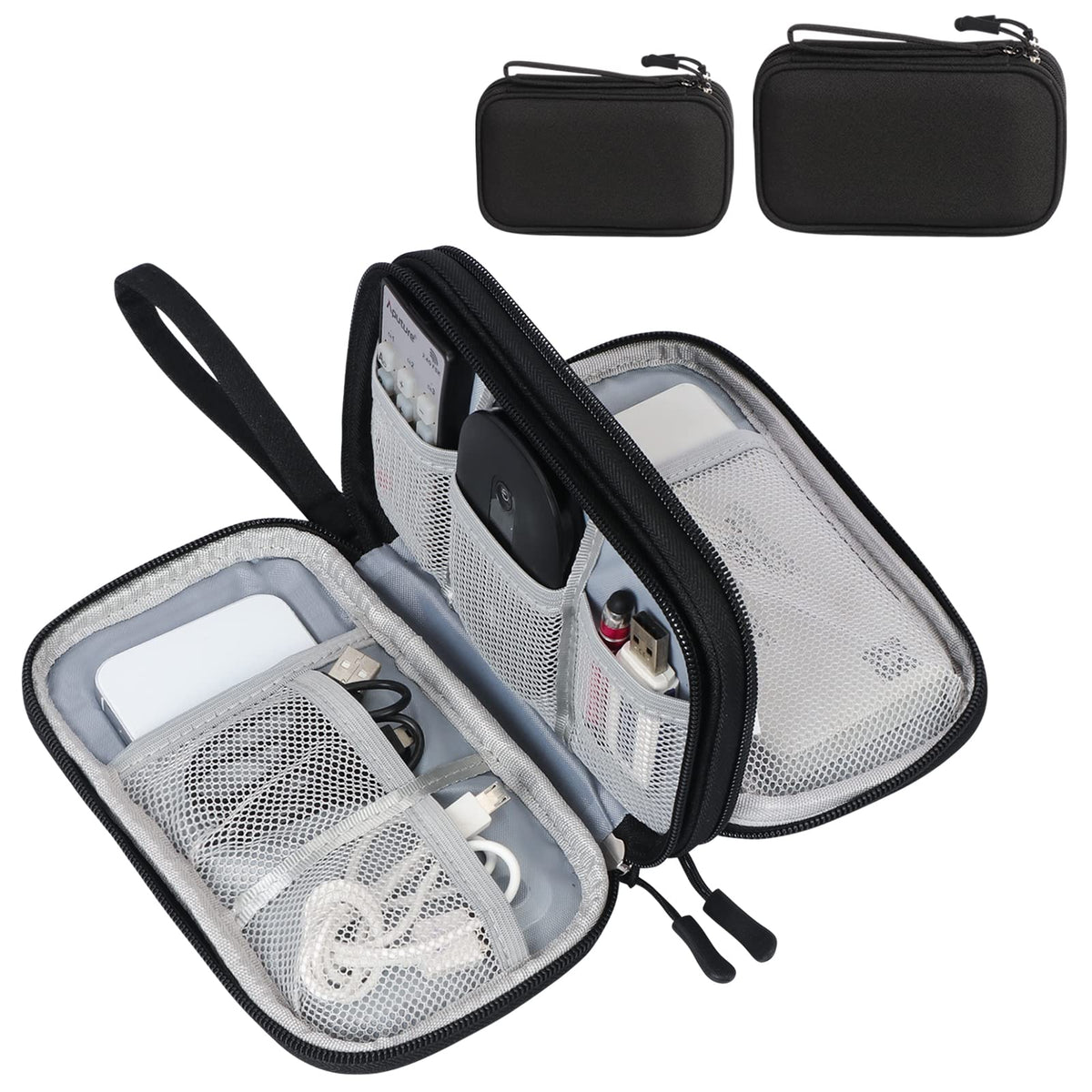 Fyy Electronic Organizer, [2 Pcs] Travel Cable Organizer Bag Electronic Accessories Carry Case Portable Waterproof Double Layers