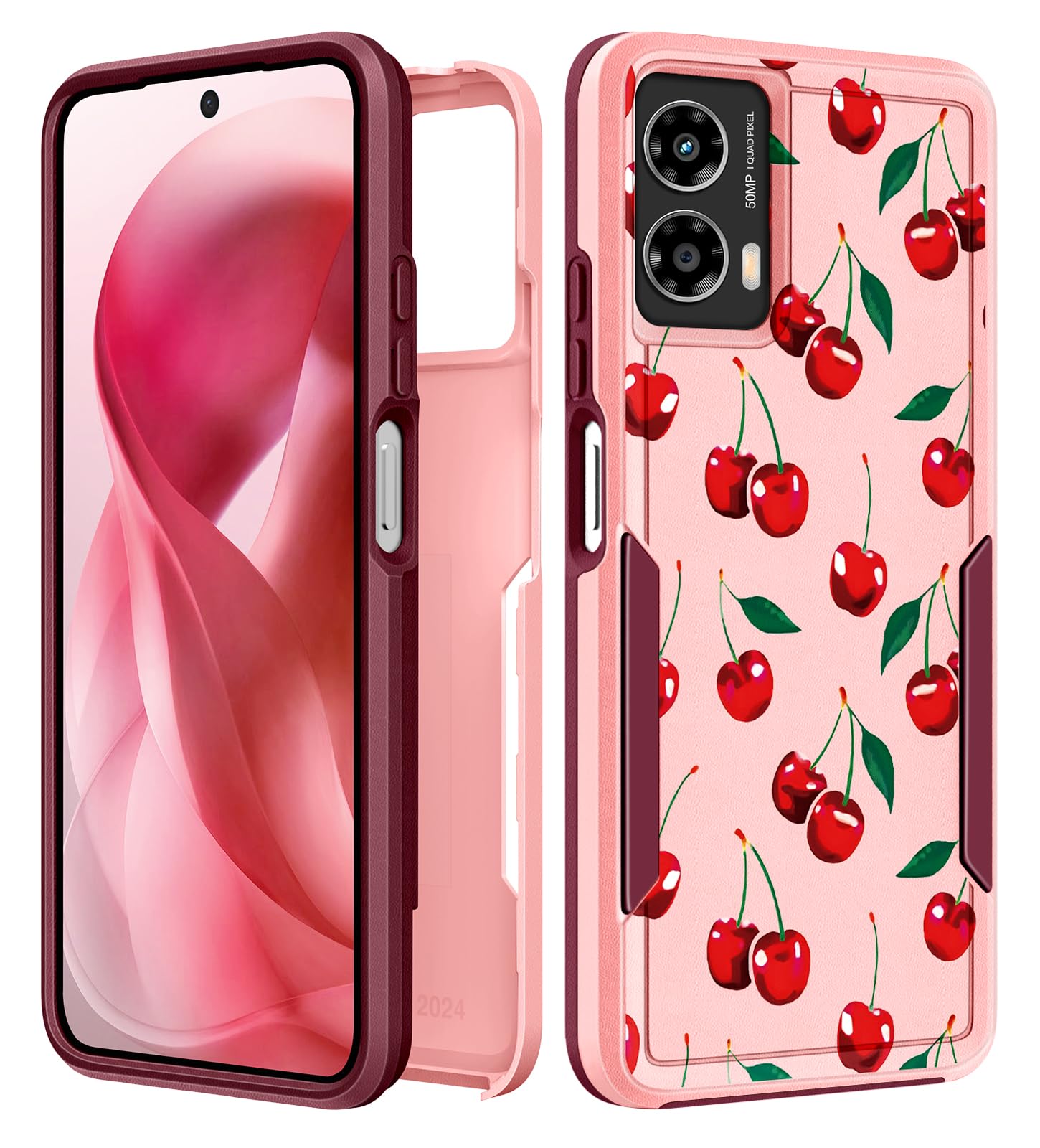 Plakill for Moto G Power 5G 2024 Case Women - Cute Girls Phone Cover Girly Kawaii Aesthetic Design Cheery Heavy Duty Protective 