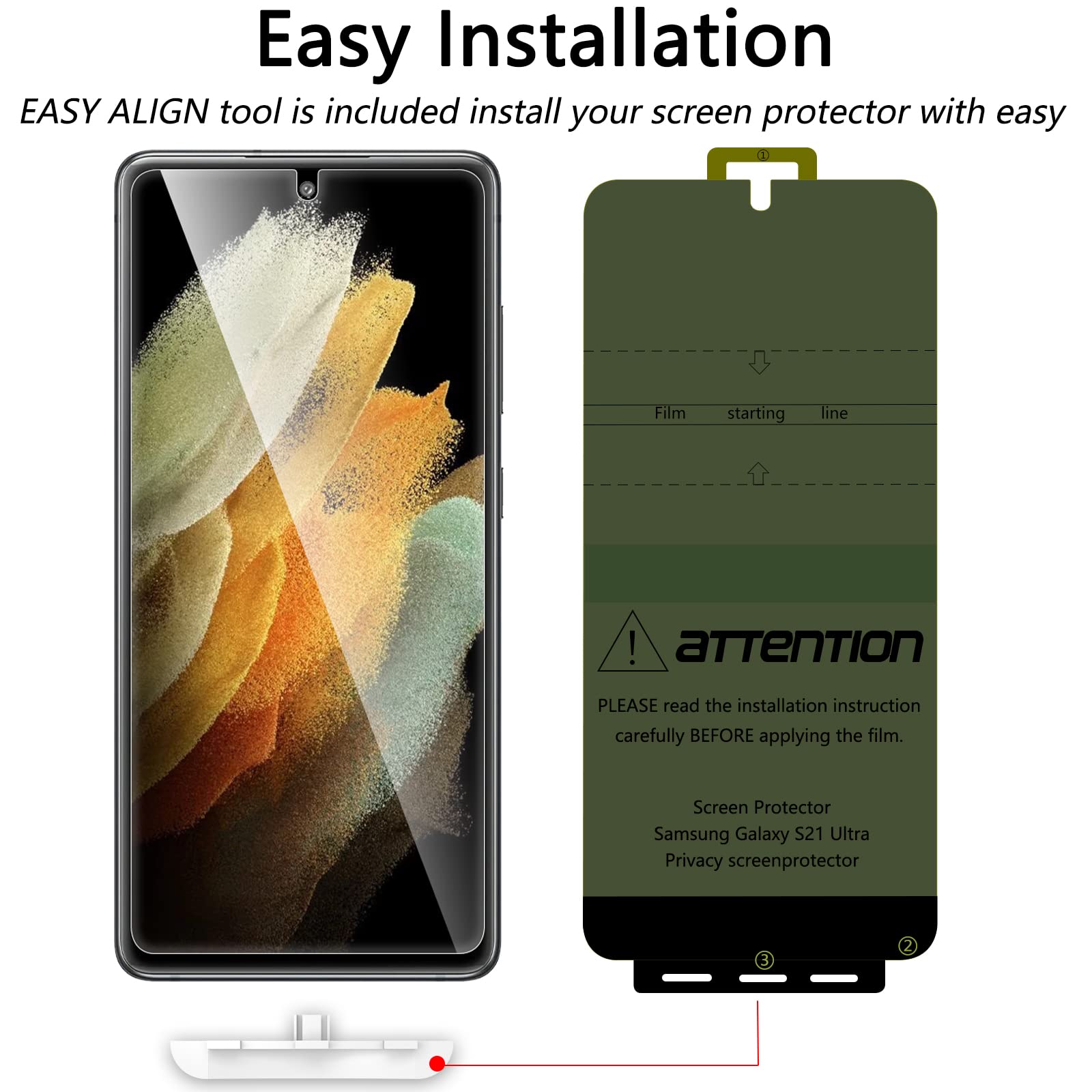 Lywhl [2+2 Pack For Samsung Galaxy S21 Ultra Privacy Screen Protector [Support Fingerprint Id] Anti Spy Full Adhesive Flexible Film + Camera Lens Glass Protector For Galaxy S21 Ultra 6.8� 5G 2021