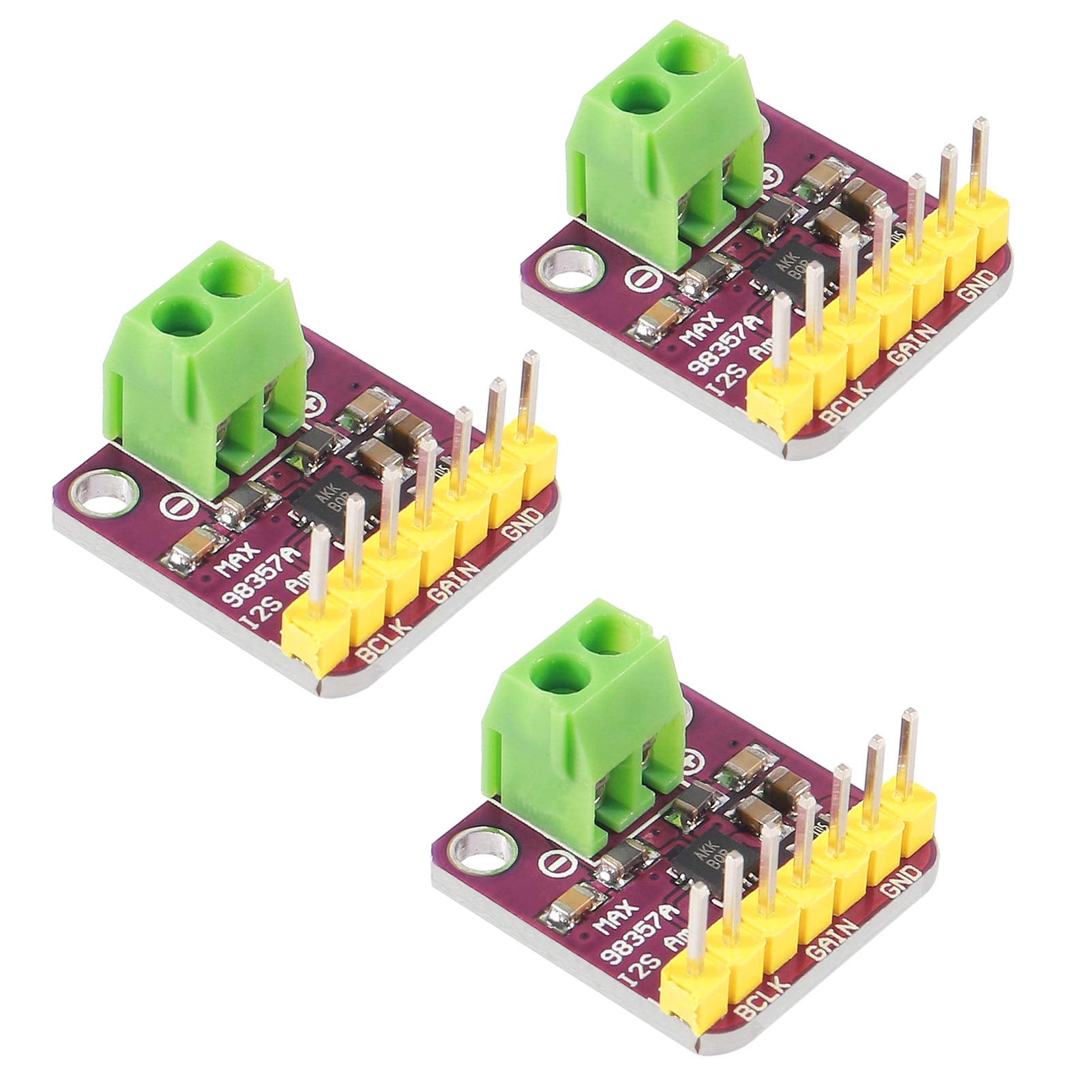 AITRIP 3 PCS MAX98357 Audio Power Amplifier Module I2S Class D for Arduino, Raspberry Pi, ESP32 - Purple