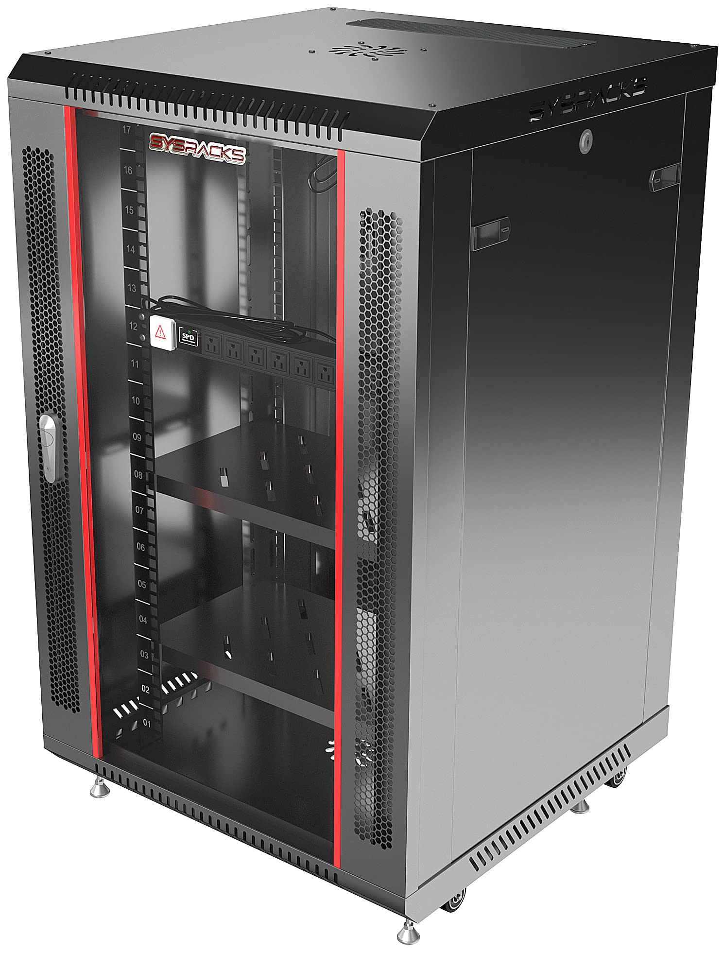 Sysracks 18U Wall Mount Av Server Network Rack 24 Inch Deep Data Cabinet On Wheels   Cooling Fan   2 Shelves   Pdu   Casters   Dust Tight Cable Entries