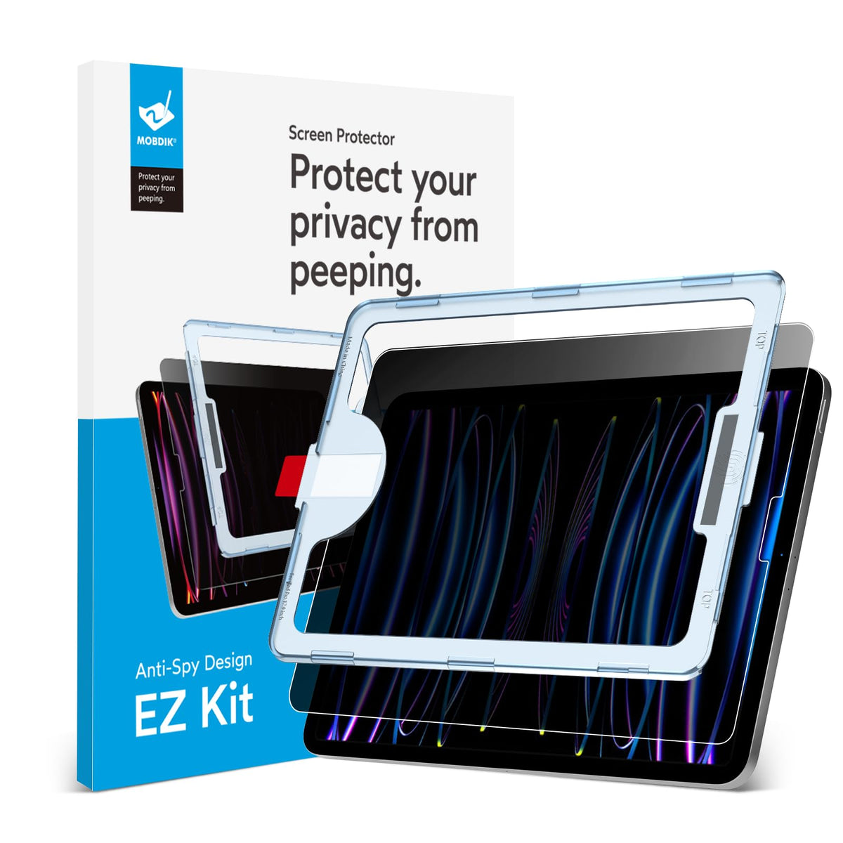 Mobdik Privacy Screen Protector Compatible With Ipad Pro 12.9 Inch (2022 & 2021 & 2020 & 2018) [Anti Spy] [9H Tempered Glass] [E