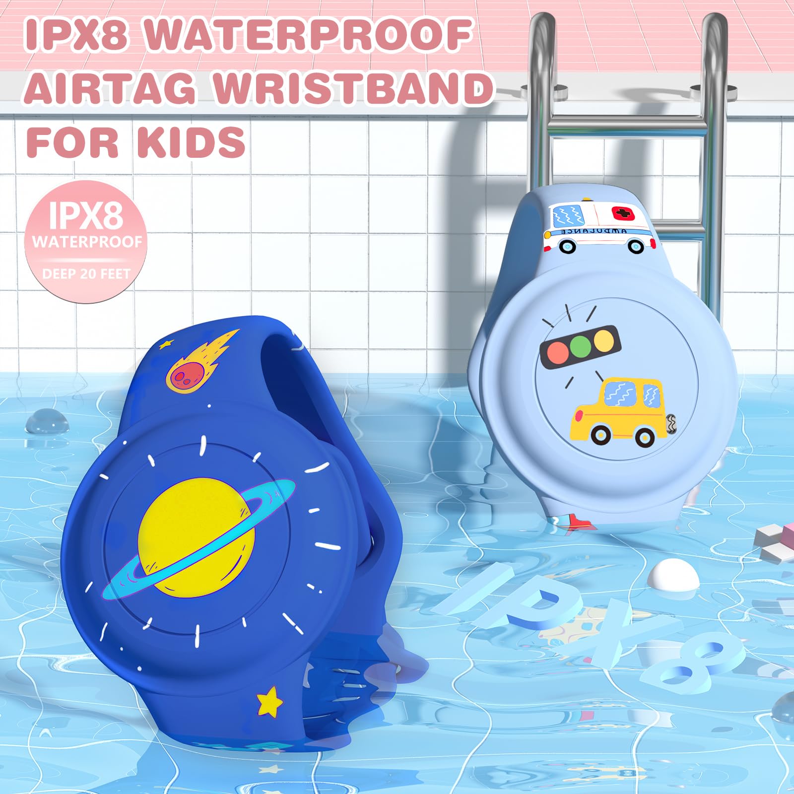 Waterproof Airtag Watch Bracelet For Kids, Airtag Holder For Kids With Soft Silicone Full Coverage Anti Lost Hidden Apple Air Ta