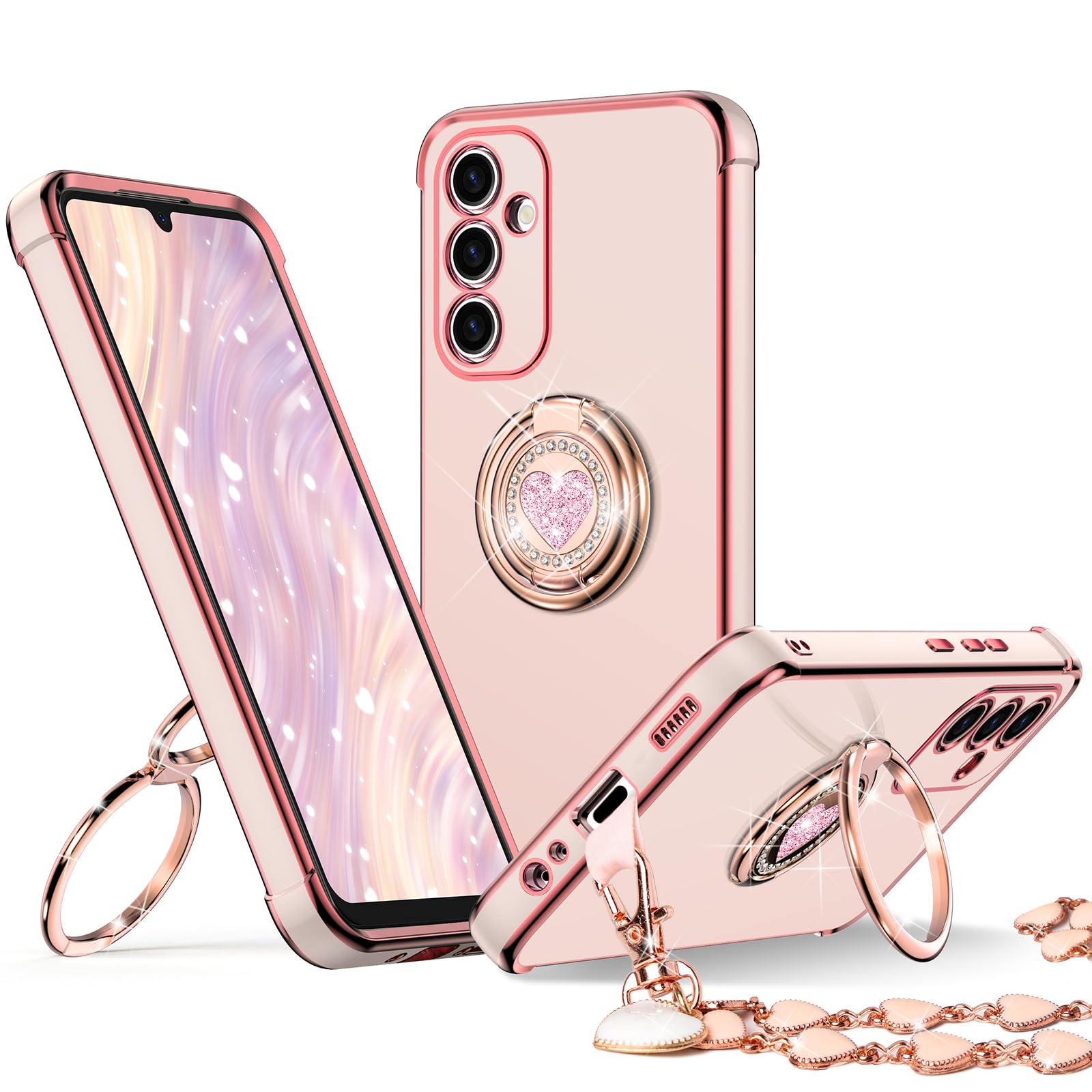 Xyz For Galaxy A14 5G Case With Stand, For Samsung Galaxy A14 5G Case With Double Ring, Women Girls Bling Luxury Protective Phon