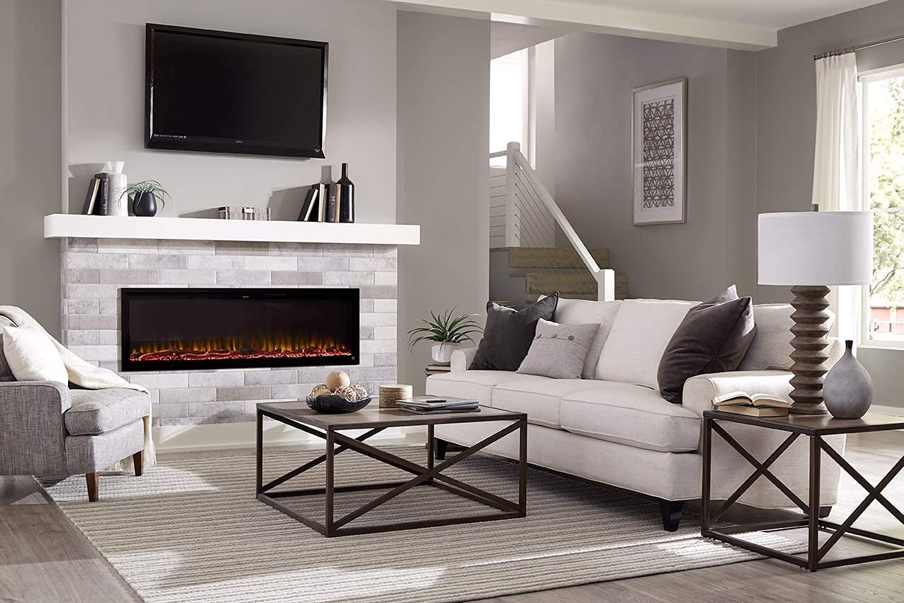Touchstone Sideline Elite Smart 60    Wifi Enabled Electric Fireplace   In Wall Recessed   60 Color Combinations   1500/750 Watt