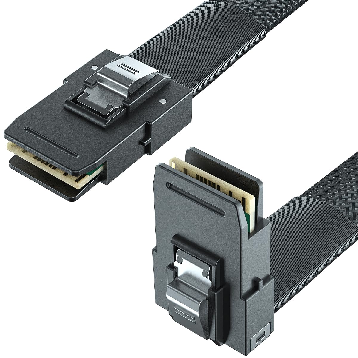 6G Internal Mini Sas Sff 8087 To Sff 8087 Cable, 100 Ohms, Straight To Right Angle, 2 Pack (0.5 M/0.6 M)