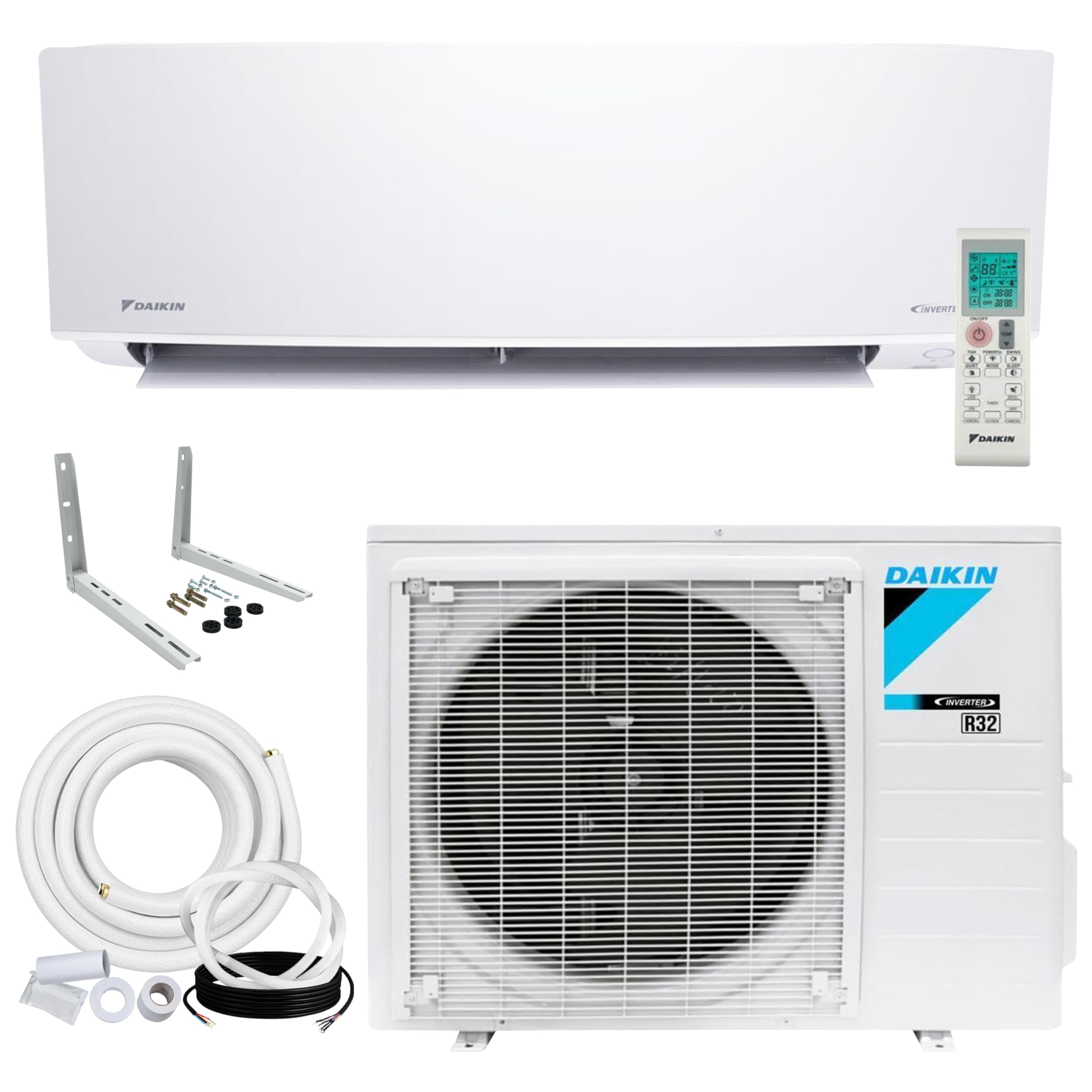 Daikin 18,000 BTU 18 SEER2 Entra R32 Series Ductless Mini Split Heat Pump System w/Maxwell All-Inclusive 15 Installation Kit and