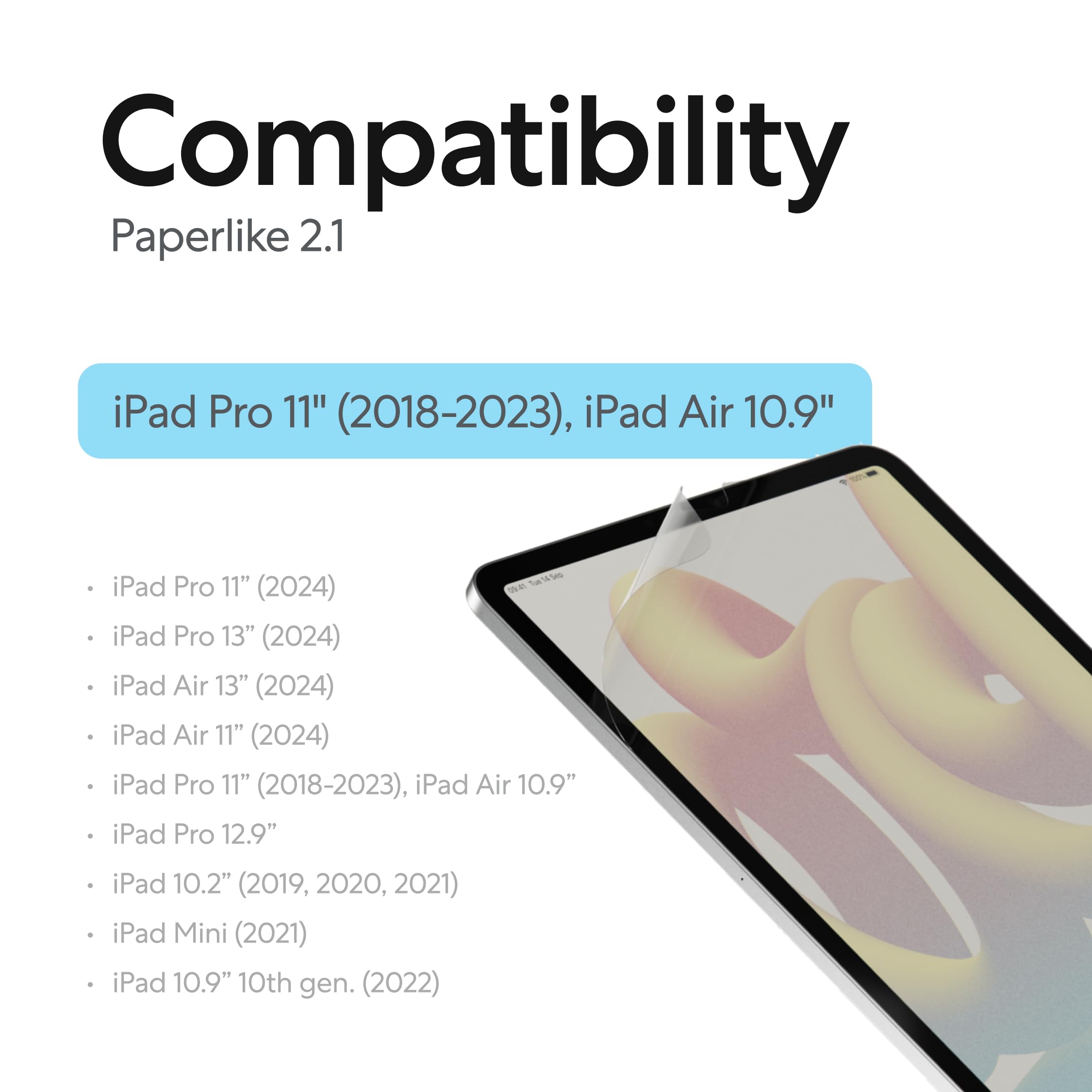 Paperlike 2.1 (2 Pieces) For Ipad Pro 11'' (2020/21/22) & Ipad Air 10.9'' (2020/22)   Transparent Screen Protector For Notetakin