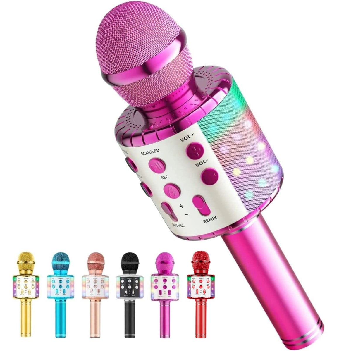 Microphone Wireless Bluetooth Karaoke Microphone For Kids,Singing Microphone With Led Lights Karaoke Machine Portable Mic Player