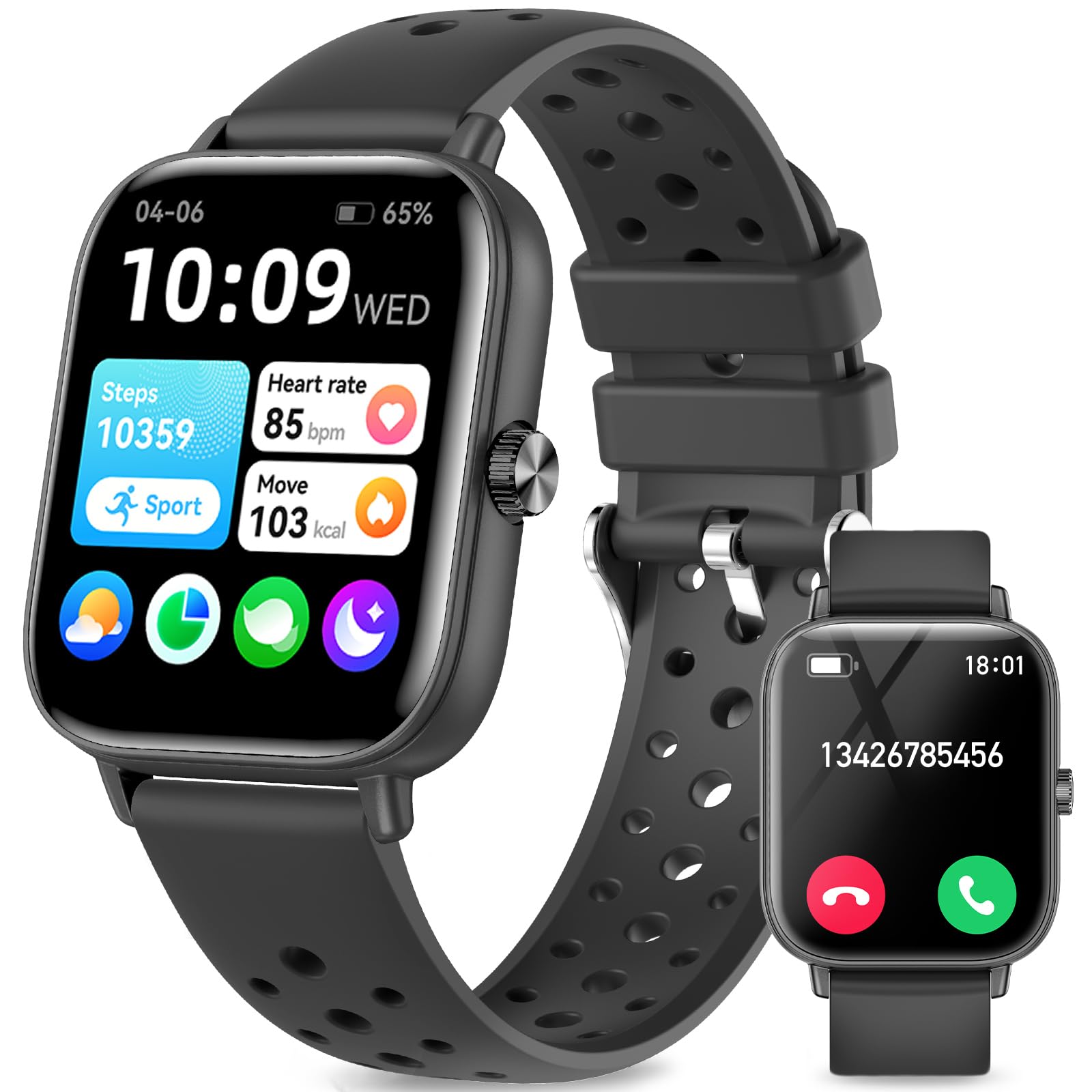 Smart Watches For Men Women Fitness: Fitness Tracker Watch With Bluetooth Call 24/7 Heart Rate Spo2 Sleep Monitor Ip68 Waterproo