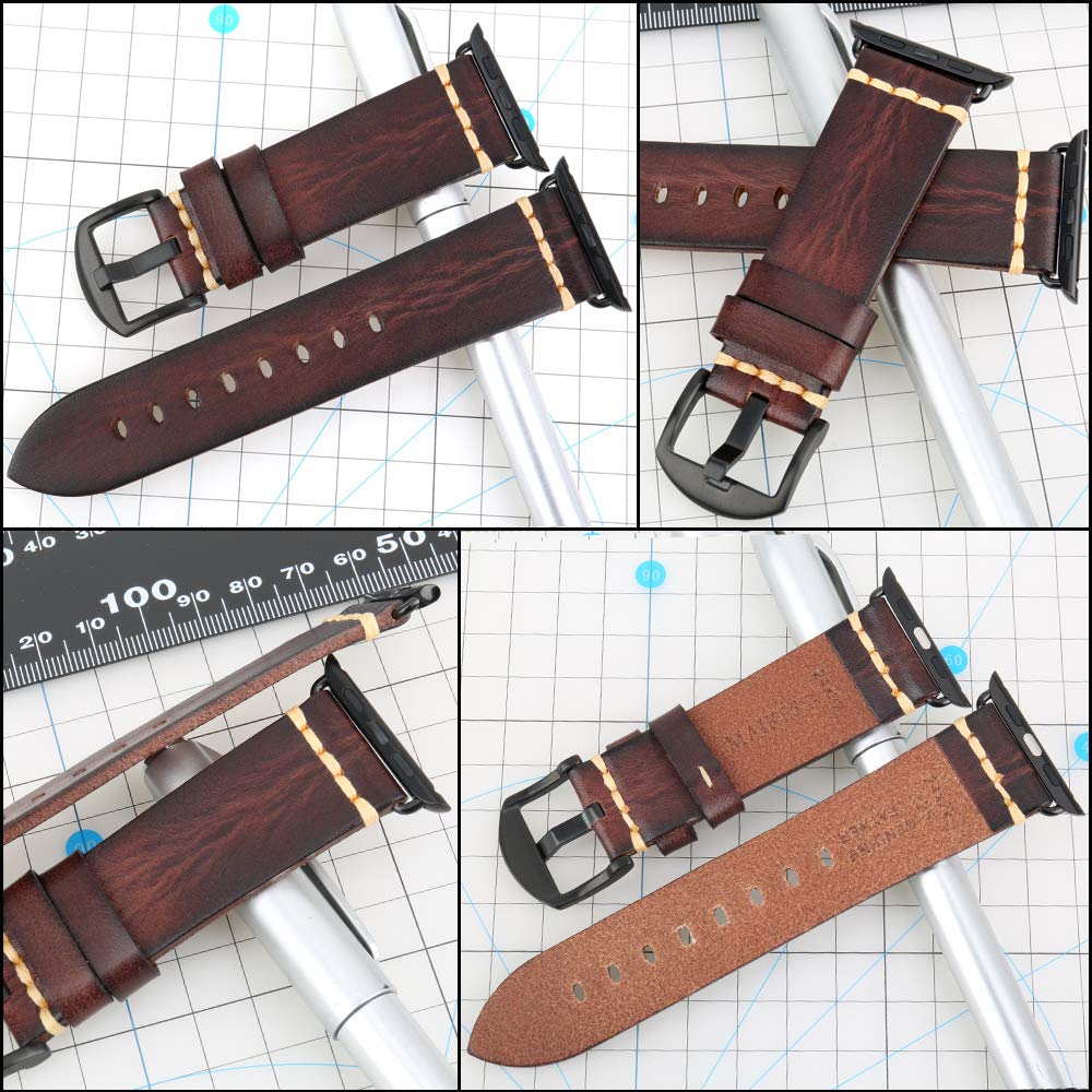 Rezero Compatible With Apple Watch Straps 49Mm 45Mm 44Mm 42Mm 41Mm 38Mm 40Mm, Genuine Leather Wristband Replacment For Iwatch Se
